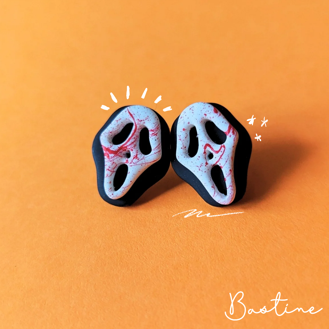 Frisson - Boucles d'oreilles studs argile polymère et acier inoxydable hypoallergène