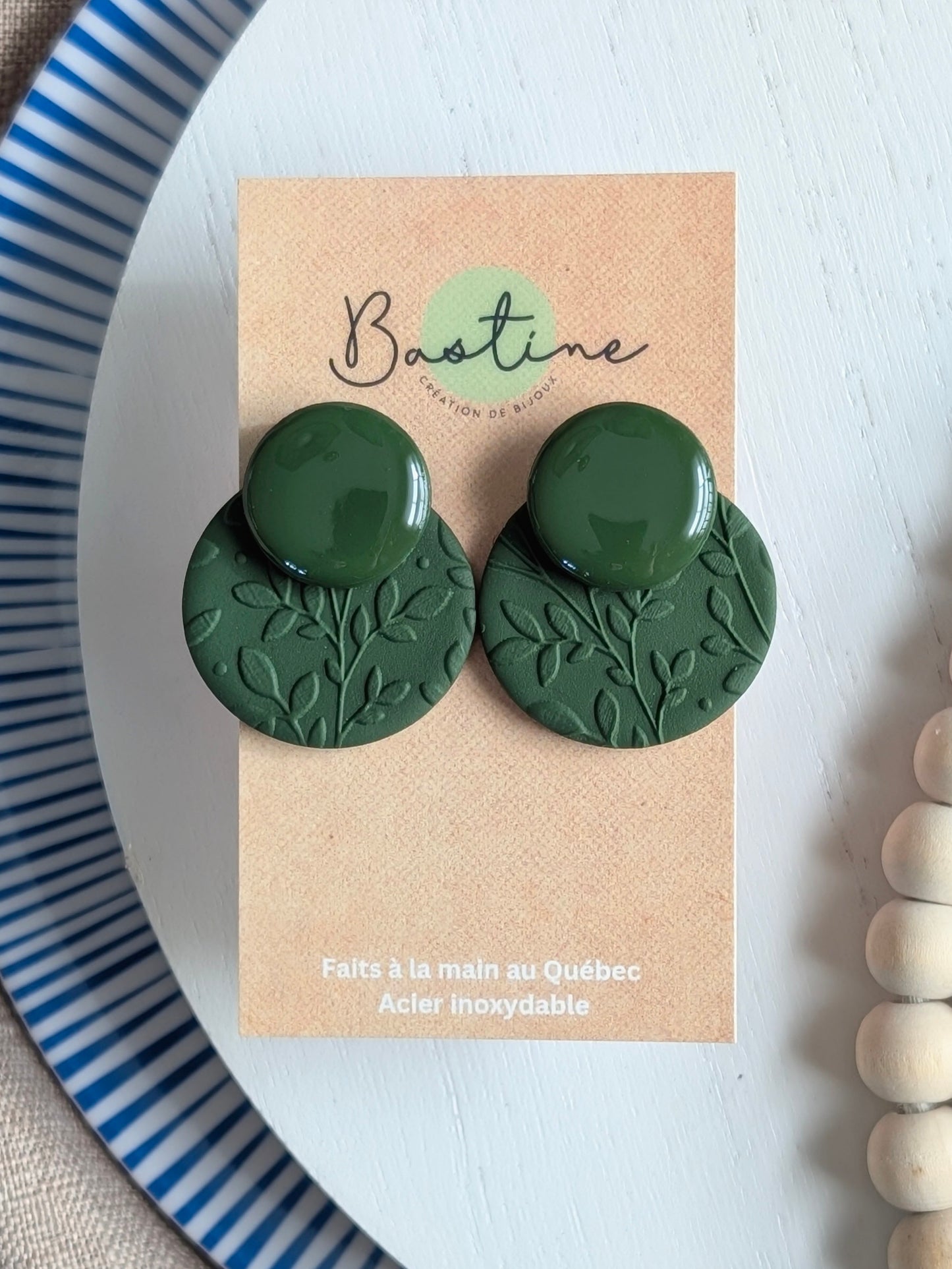 Elia - Boucles d'oreilles pendantes en argile polymère et acier inoxydable hypoallergène