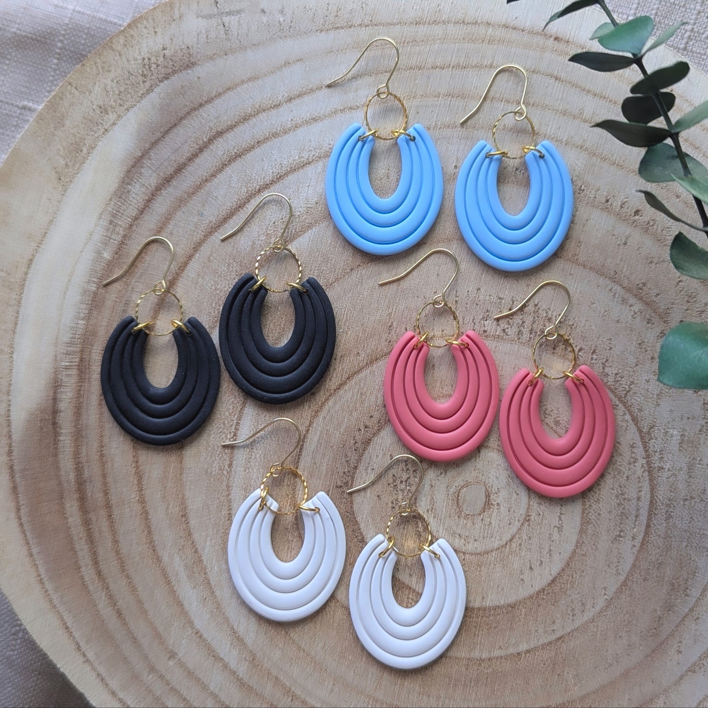 Joséphine - Polymer clay and stainless steel dangling earrings
