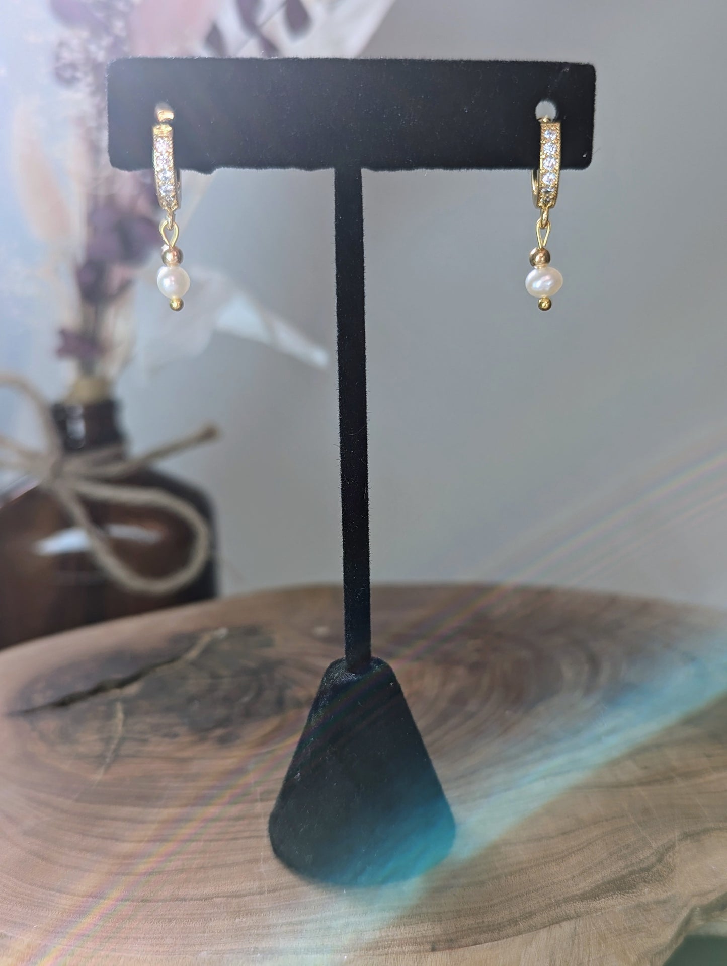 Anneaux avec perles d'eau douce et zircons