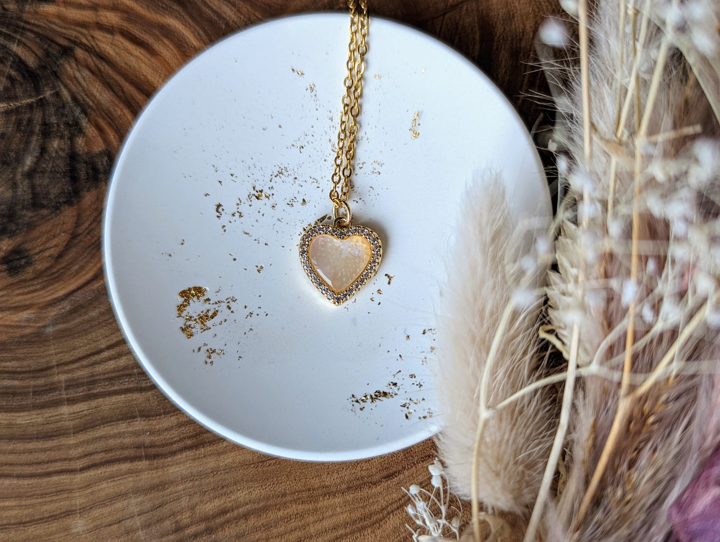 Collier cœurs nacrés