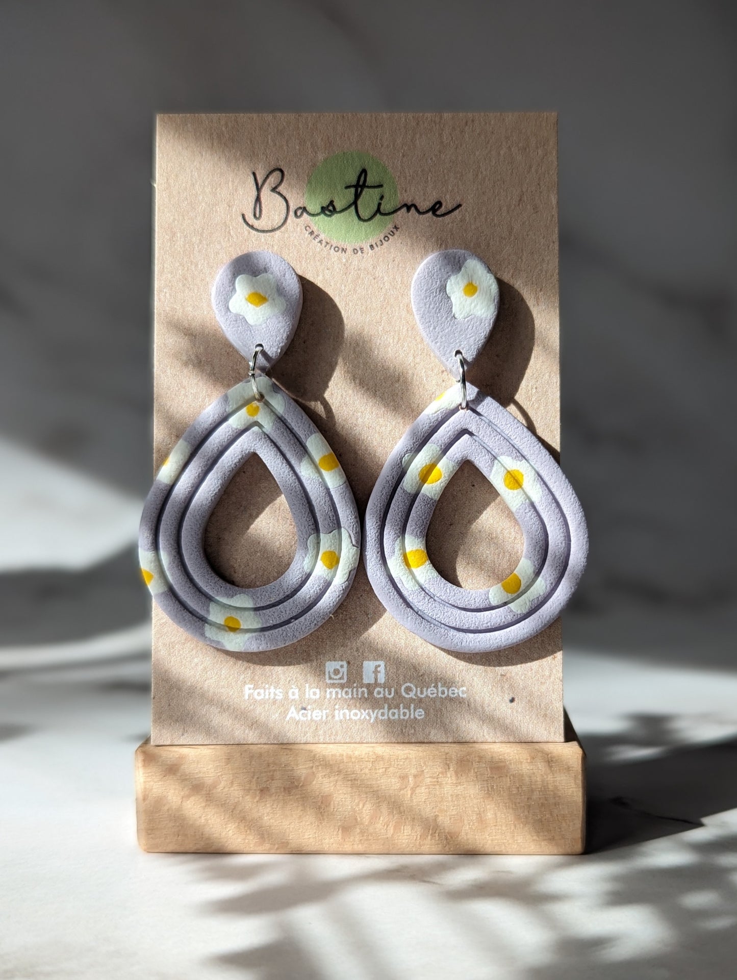 Coralie (couleurs pastels) - Boucles d'oreilles pendantes en argile polymère acier inoxydable hypoallergène