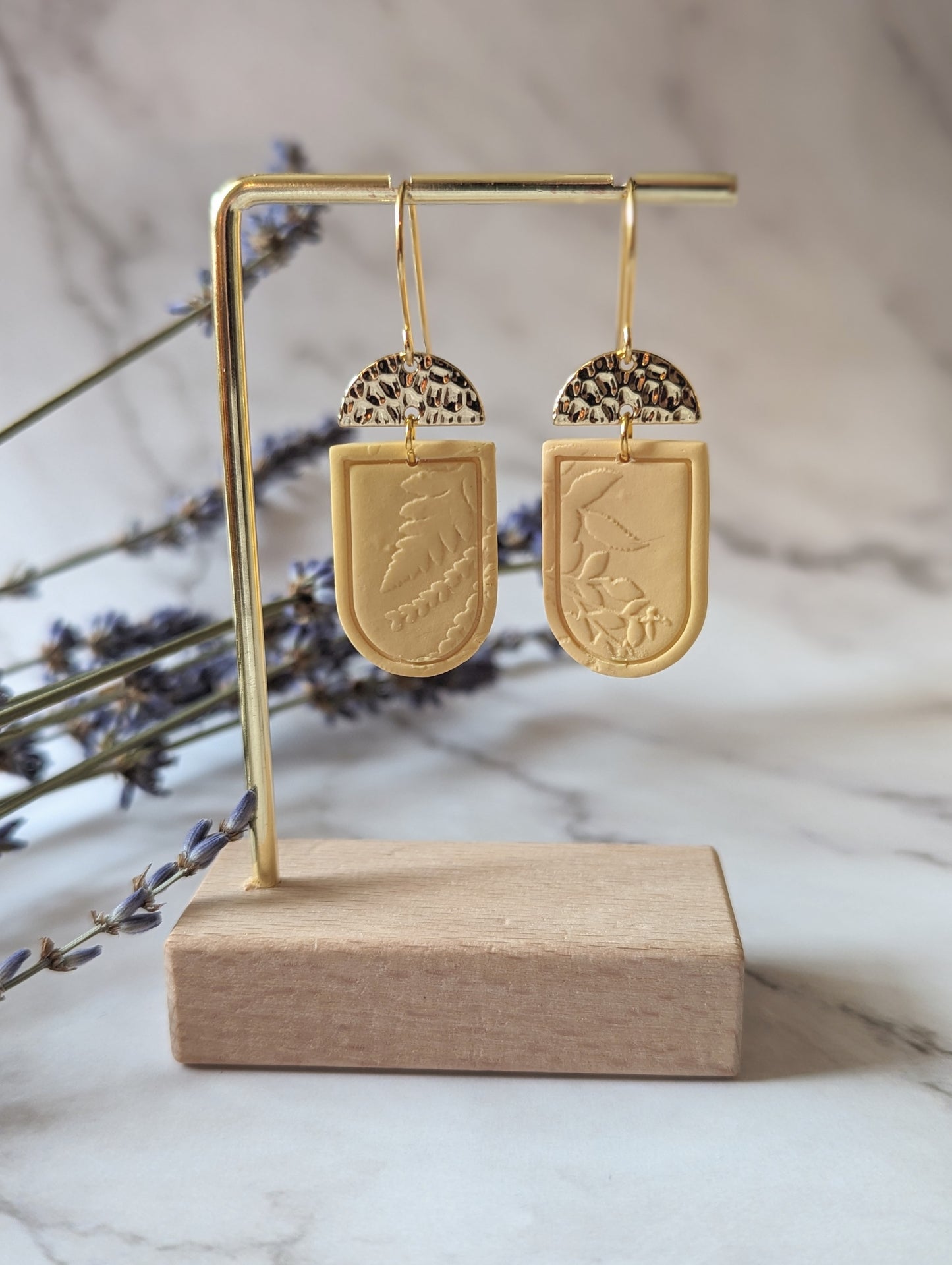 Jade - Boucles d'oreilles pendantes en argile polymère acier inoxydable hypoallergène