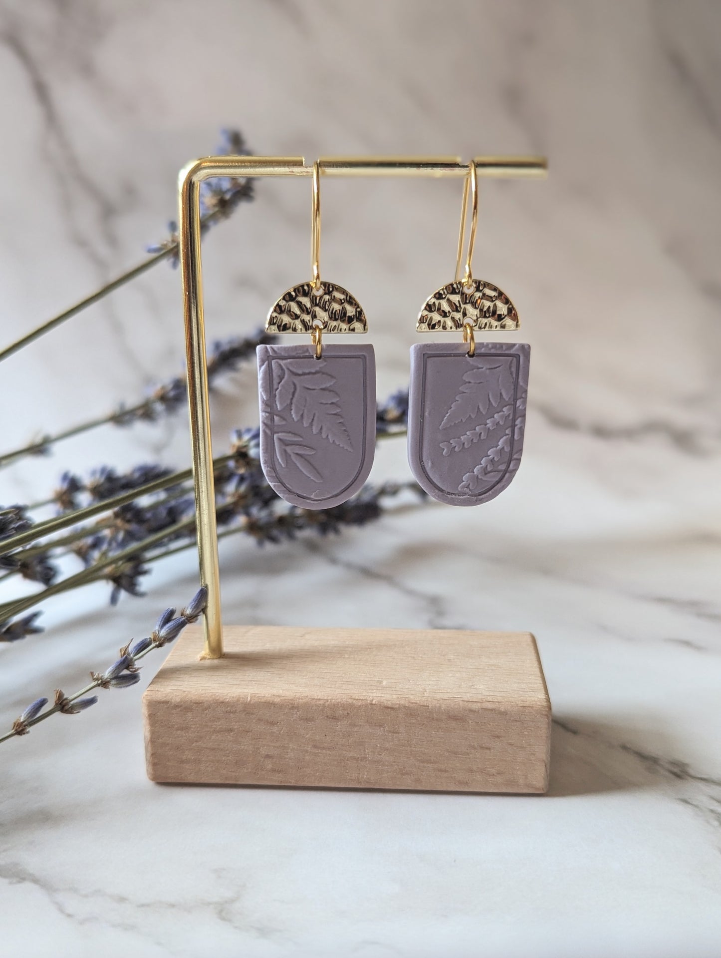 Jade - Boucles d'oreilles pendantes en argile polymère acier inoxydable hypoallergène