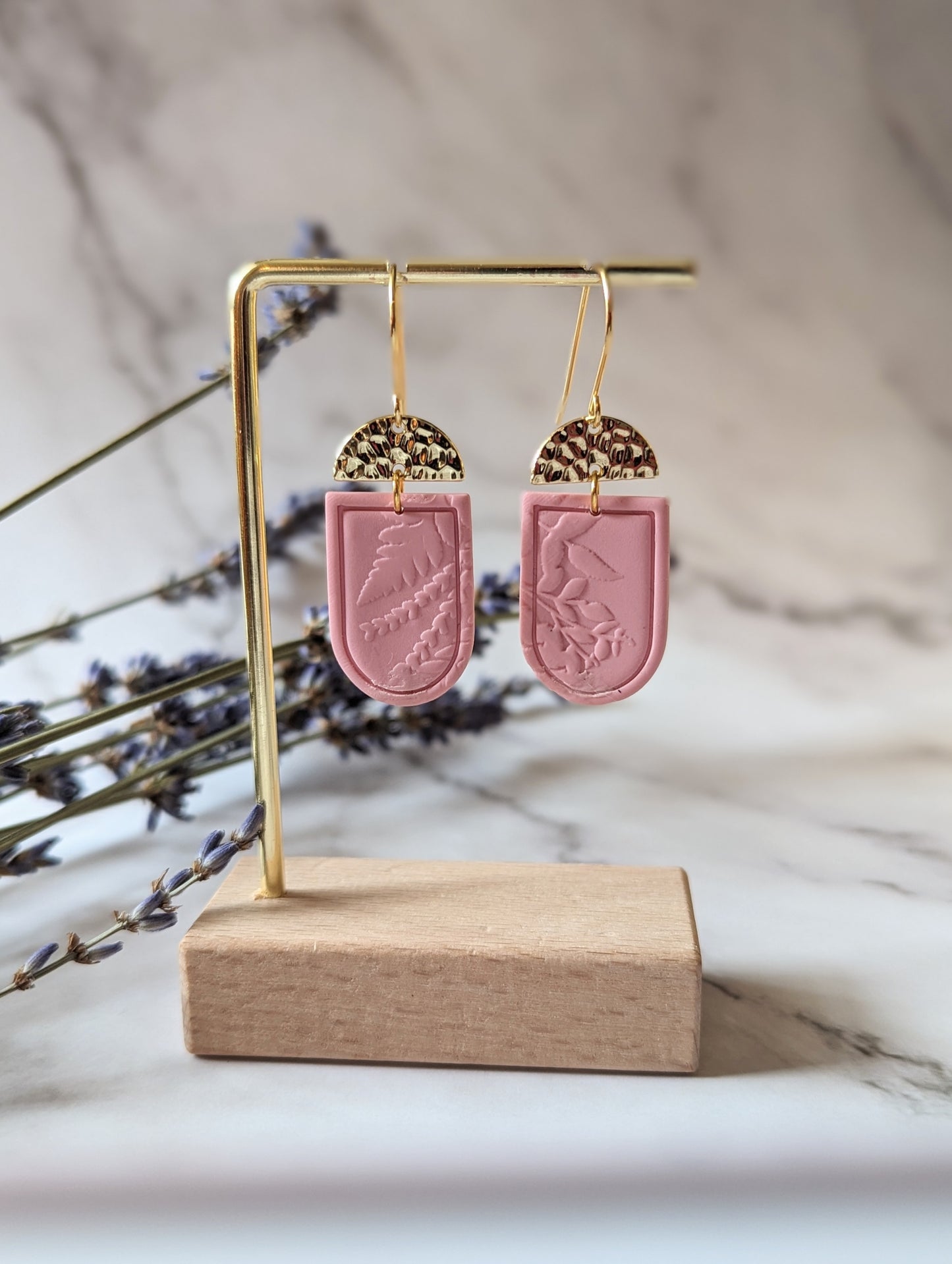 Jade - Boucles d'oreilles pendantes en argile polymère acier inoxydable hypoallergène