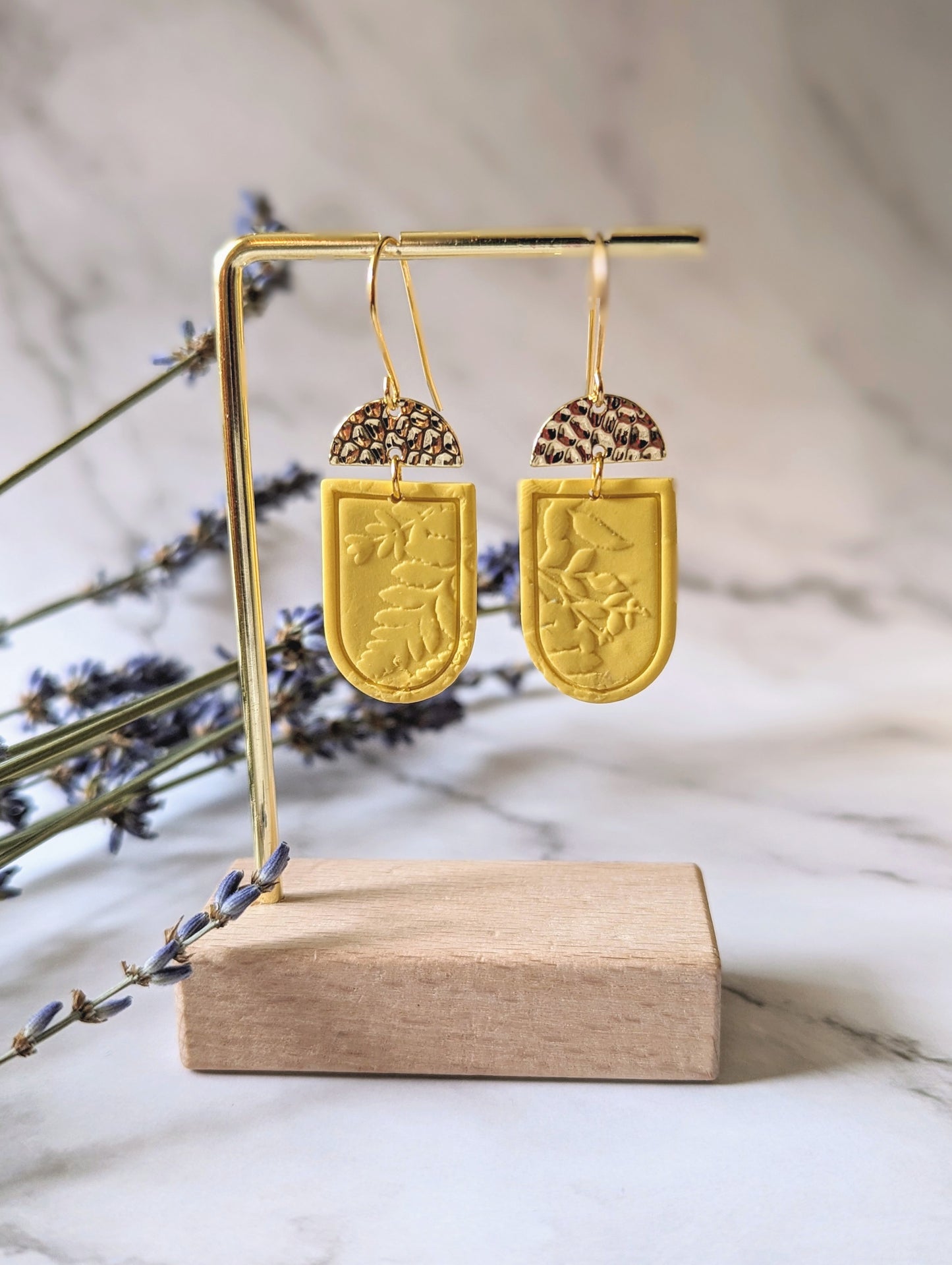 Jade - Boucles d'oreilles pendantes en argile polymère acier inoxydable hypoallergène