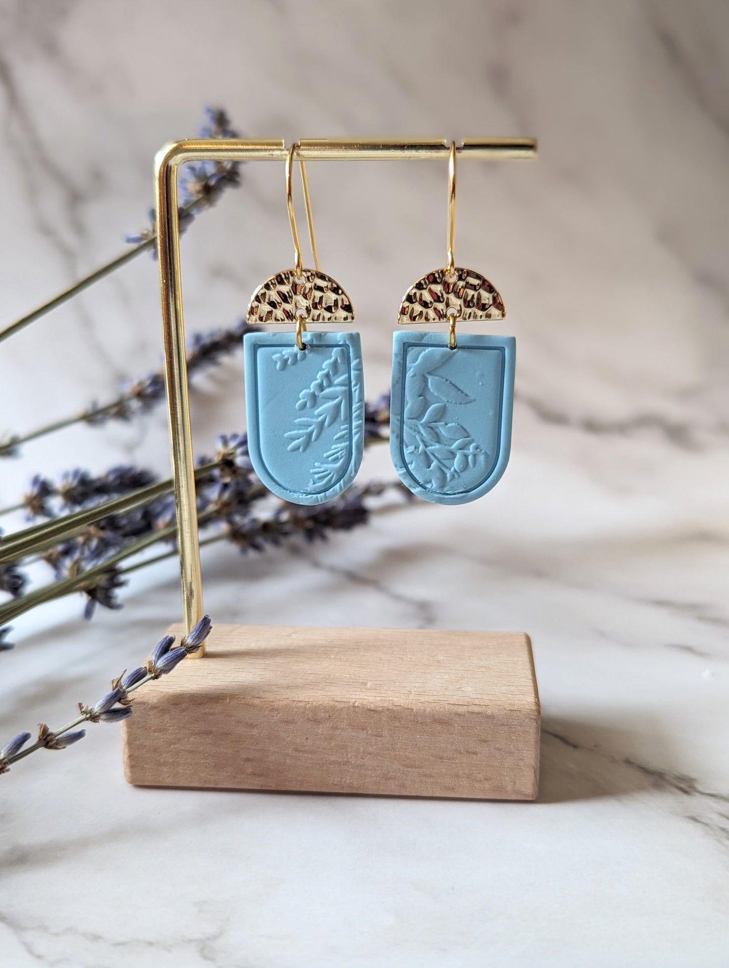 Jade - Boucles d'oreilles pendantes en argile polymère acier inoxydable hypoallergène