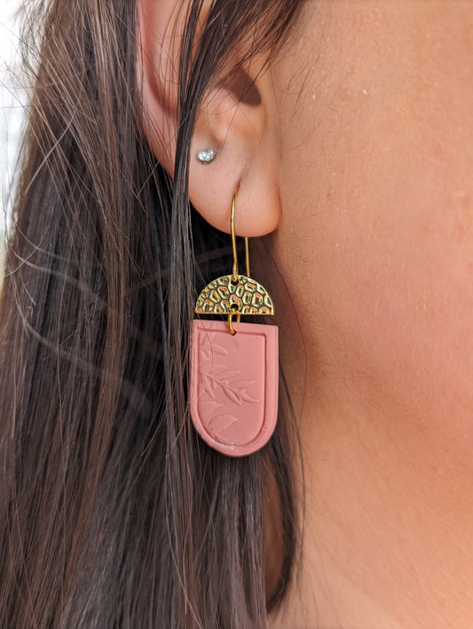 Jade - Boucles d'oreilles pendantes en argile polymère acier inoxydable hypoallergène