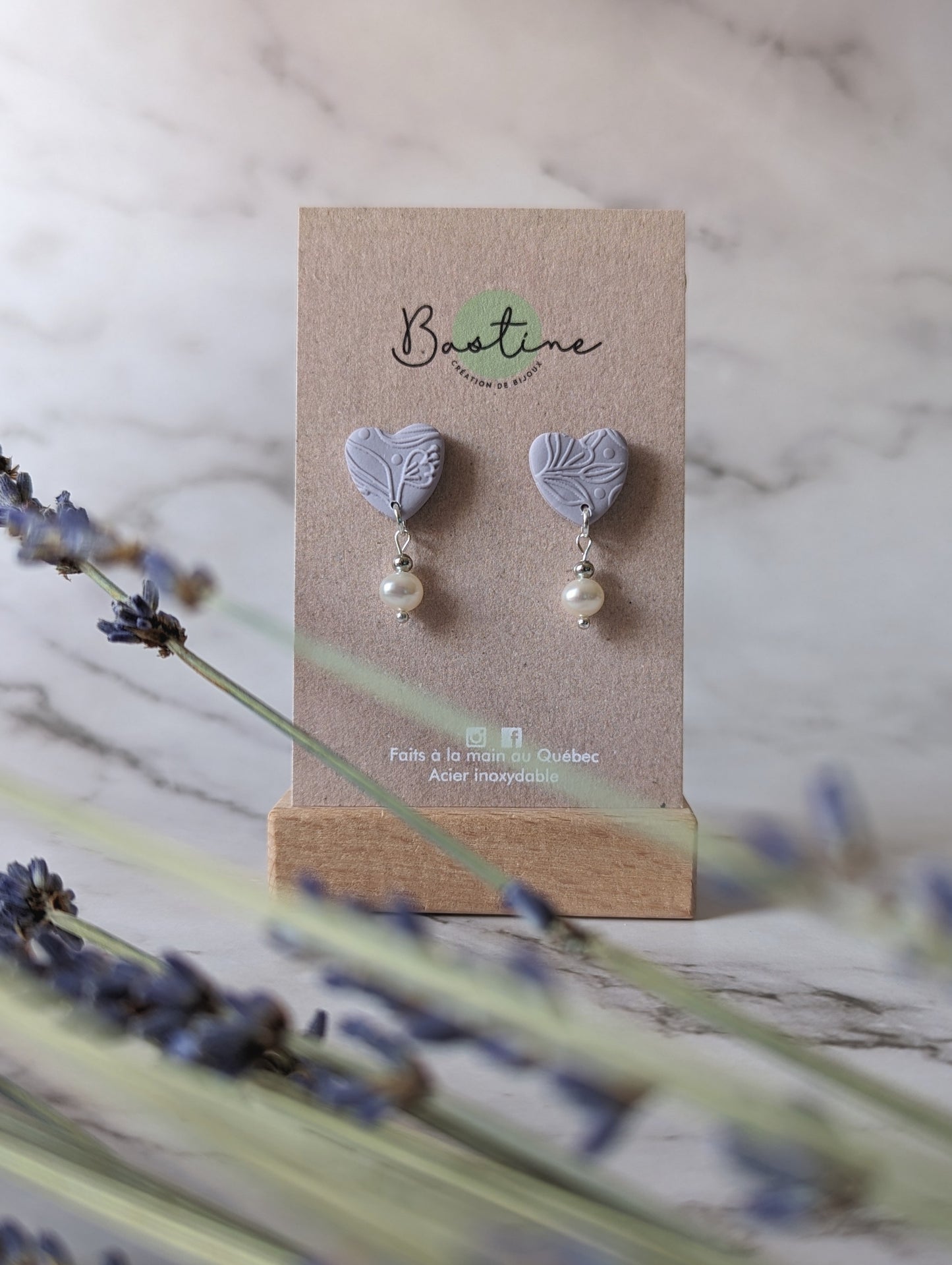 Capucine (Couleurs pastels) - Boucles d'oreilles studs en argile polymère acier inoxydable hypoallergène
