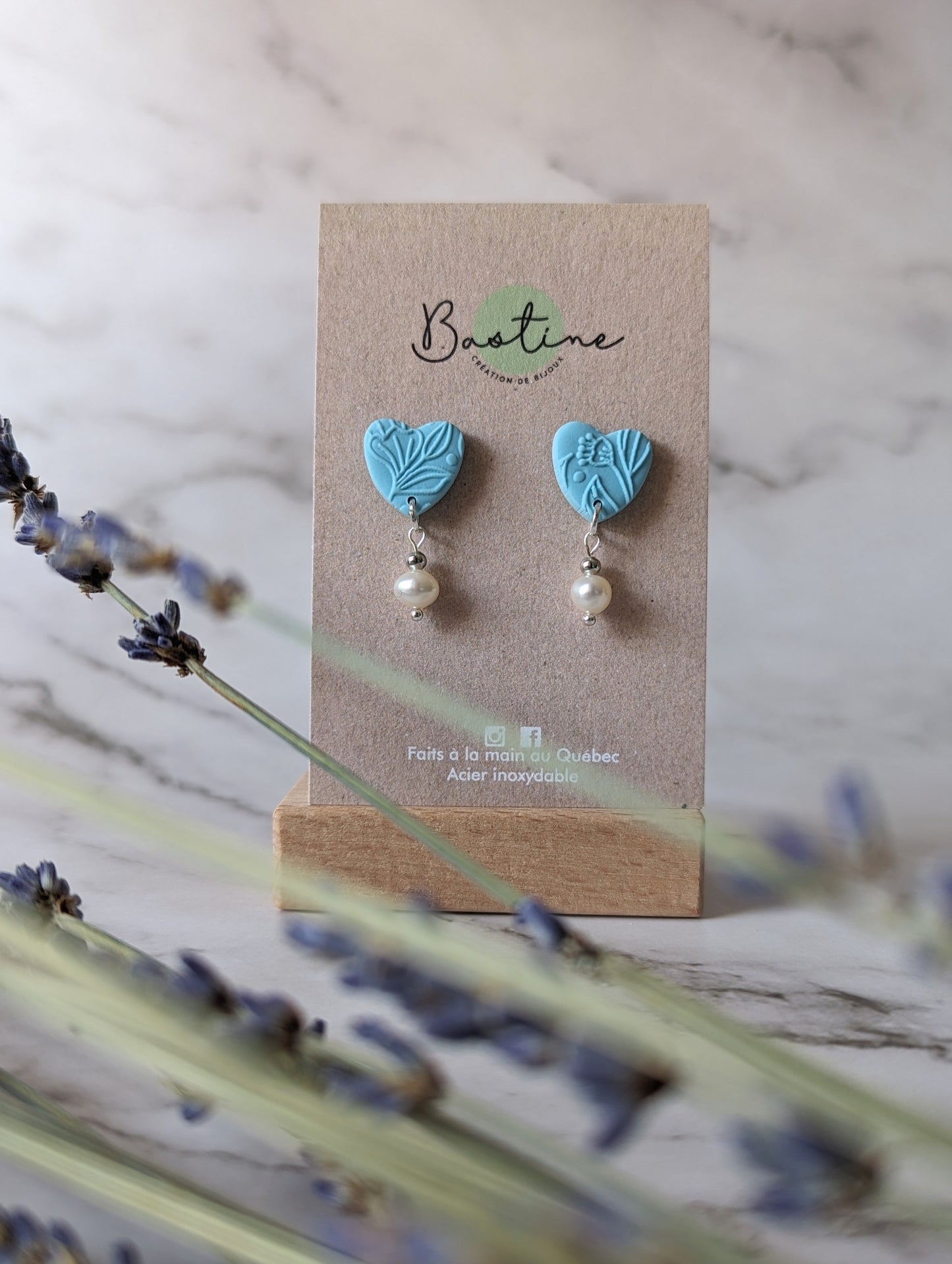 Capucine (Couleurs pastels) - Boucles d'oreilles studs en argile polymère acier inoxydable hypoallergène