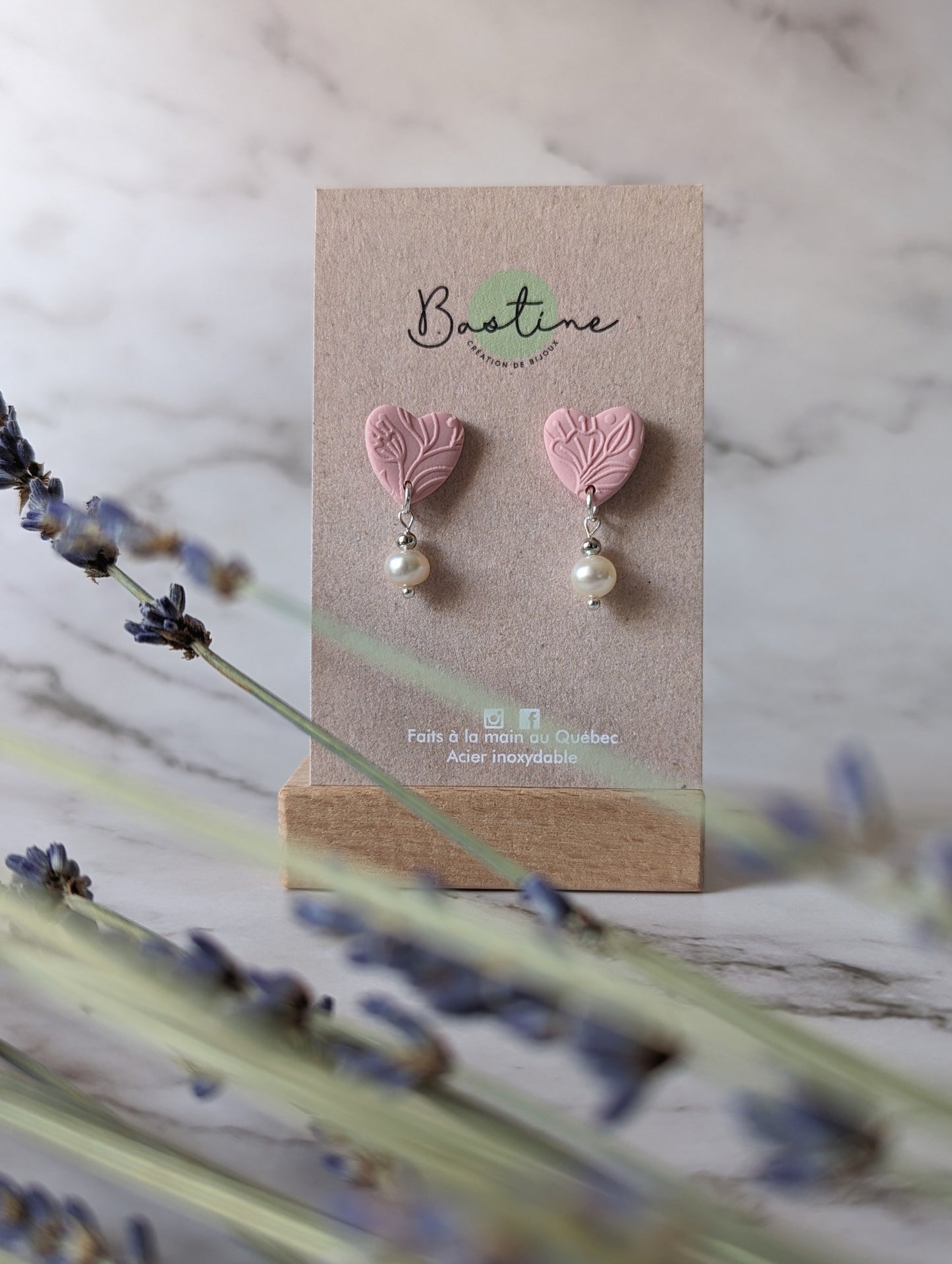 Capucine (Couleurs pastels) - Boucles d'oreilles studs en argile polymère acier inoxydable hypoallergène