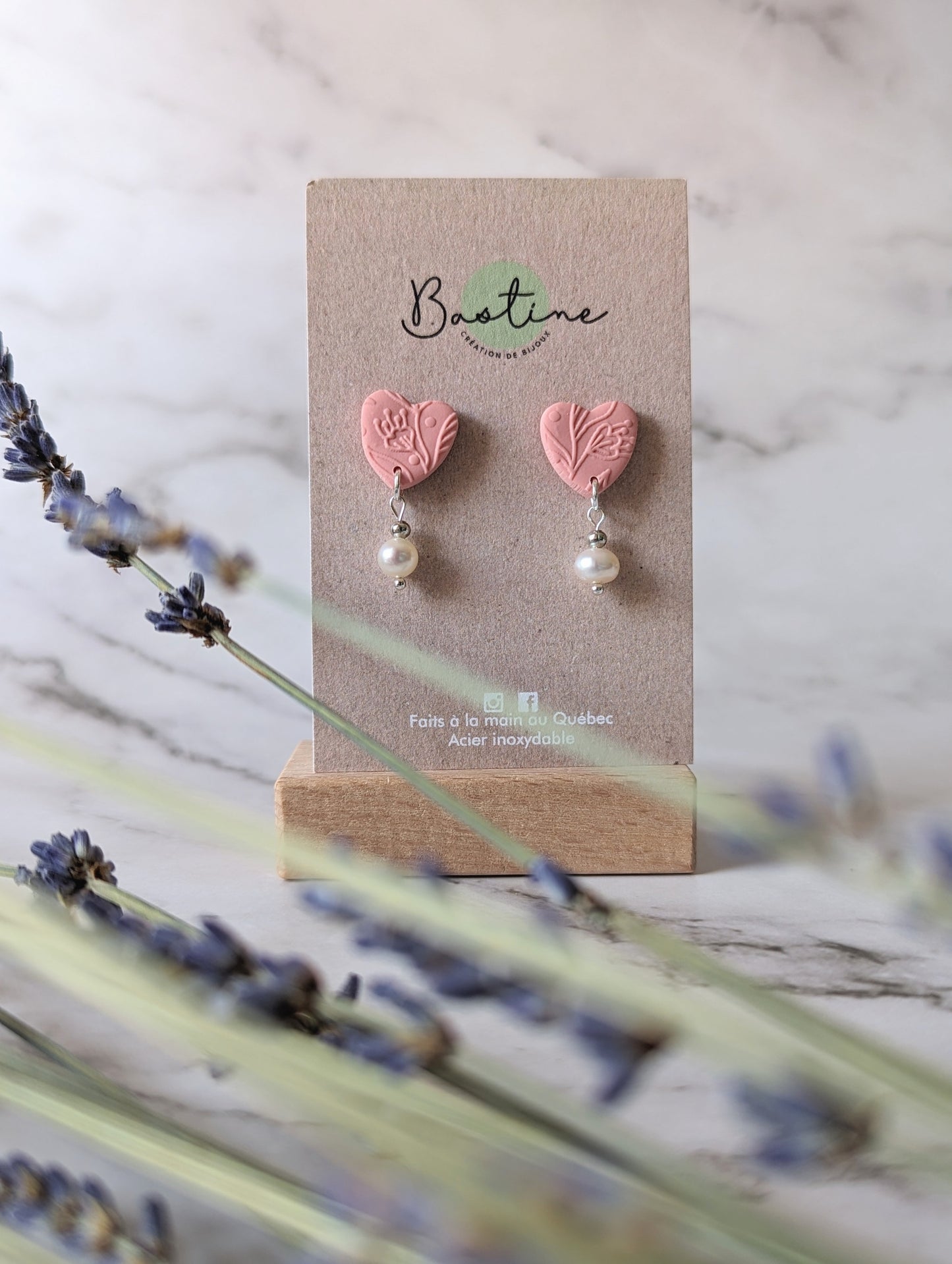 Capucine (Couleurs pastels) - Boucles d'oreilles studs en argile polymère acier inoxydable hypoallergène
