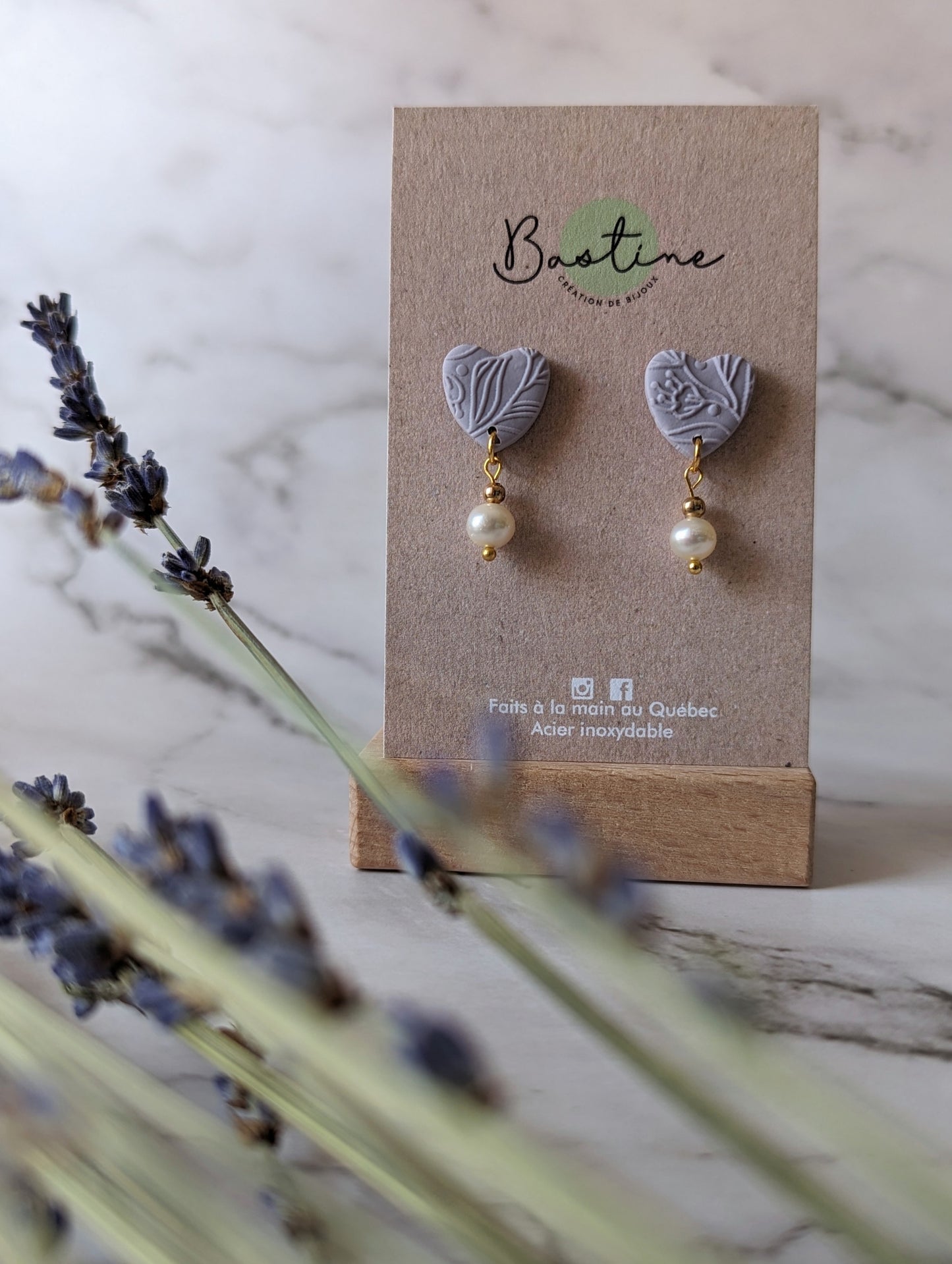 Capucine (Couleurs pastels) - Boucles d'oreilles studs en argile polymère acier inoxydable hypoallergène