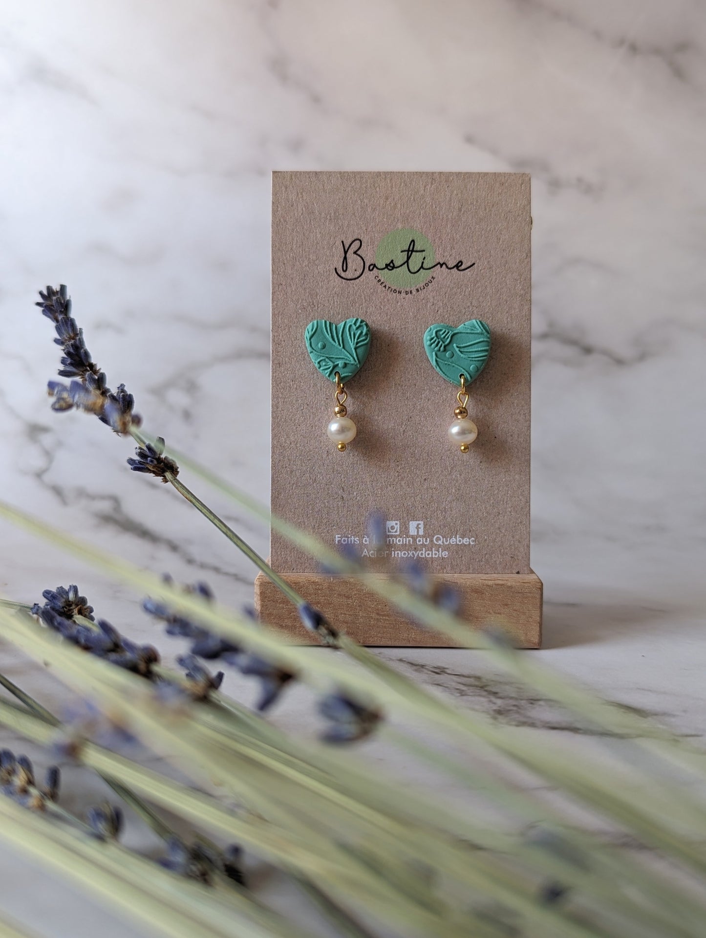 Capucine (Couleurs pastels) - Boucles d'oreilles studs en argile polymère acier inoxydable hypoallergène