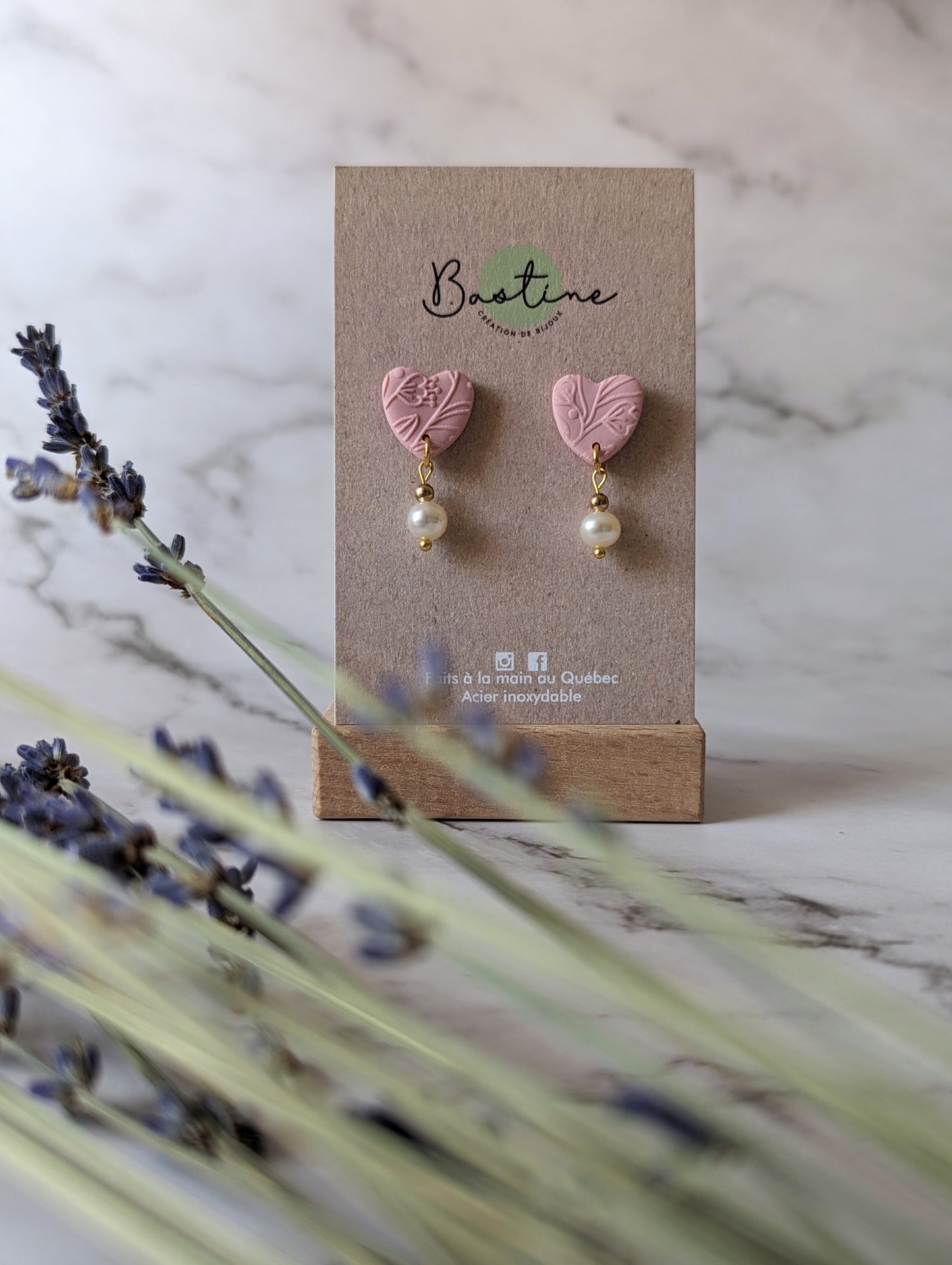 Capucine (Couleurs pastels) - Boucles d'oreilles studs en argile polymère acier inoxydable hypoallergène