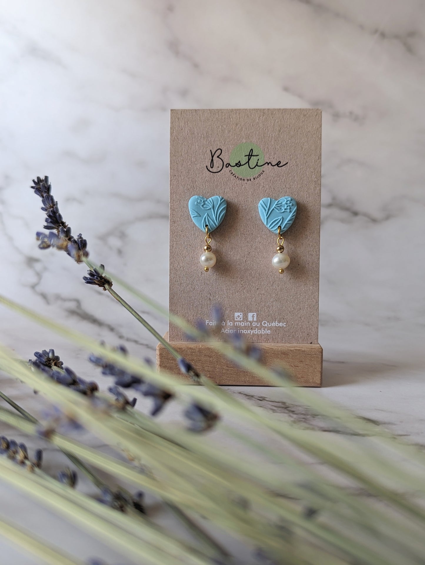 Capucine (Couleurs pastels) - Boucles d'oreilles studs en argile polymère acier inoxydable hypoallergène