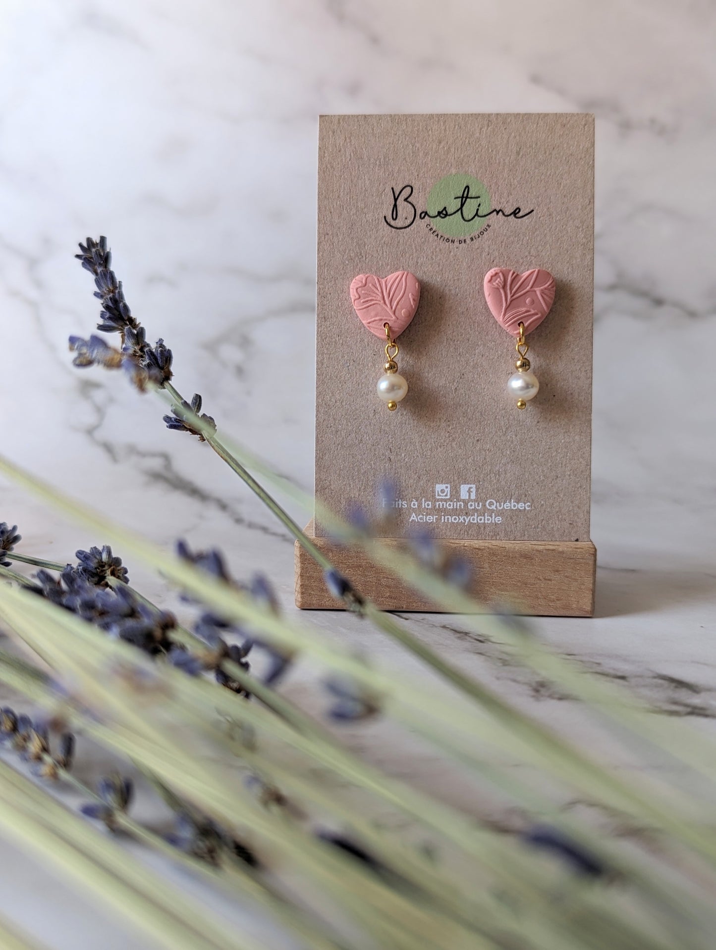 Capucine (Couleurs pastels) - Boucles d'oreilles studs en argile polymère acier inoxydable hypoallergène