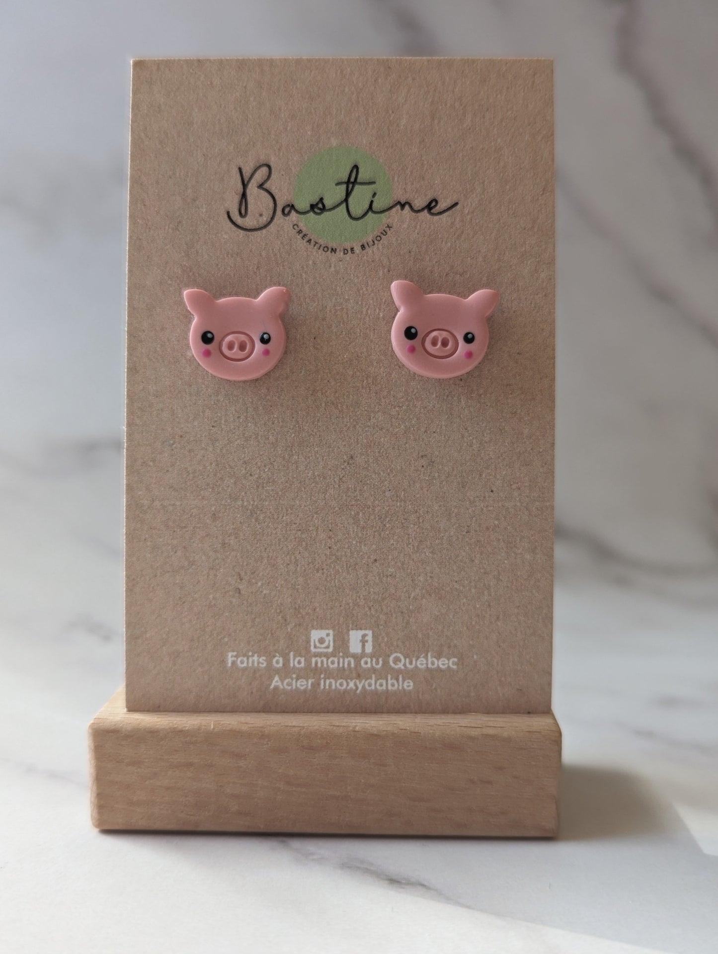 Pigs - Hypoallergenic stainless steel polymer clay stud earrings