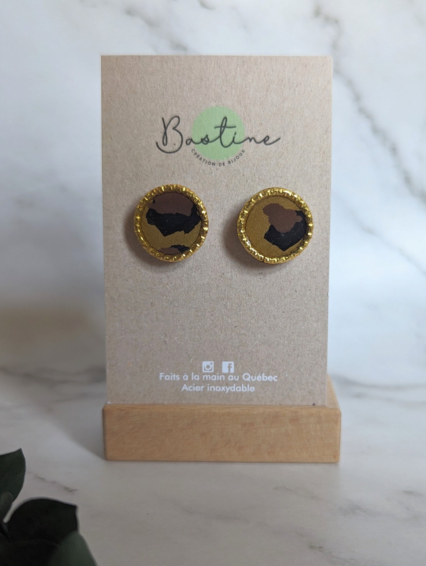 Leopard - Hypoallergenic stainless steel polymer clay stud earrings