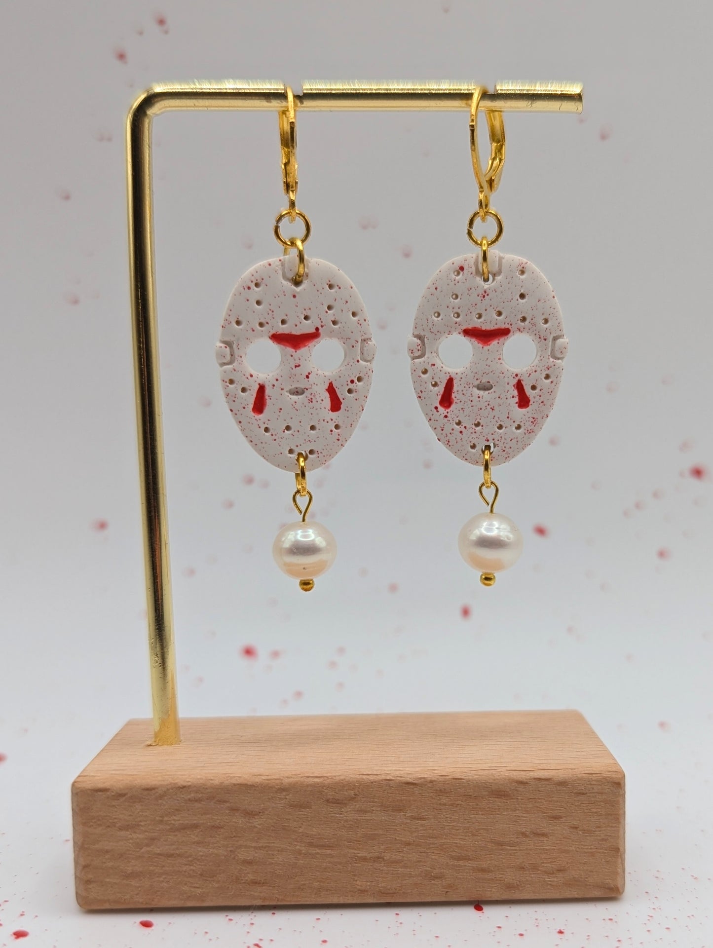 Jason (Vendredi 13) - Boucles d'oreilles pendantes en argile polymère acier inoxydable hypoallergène