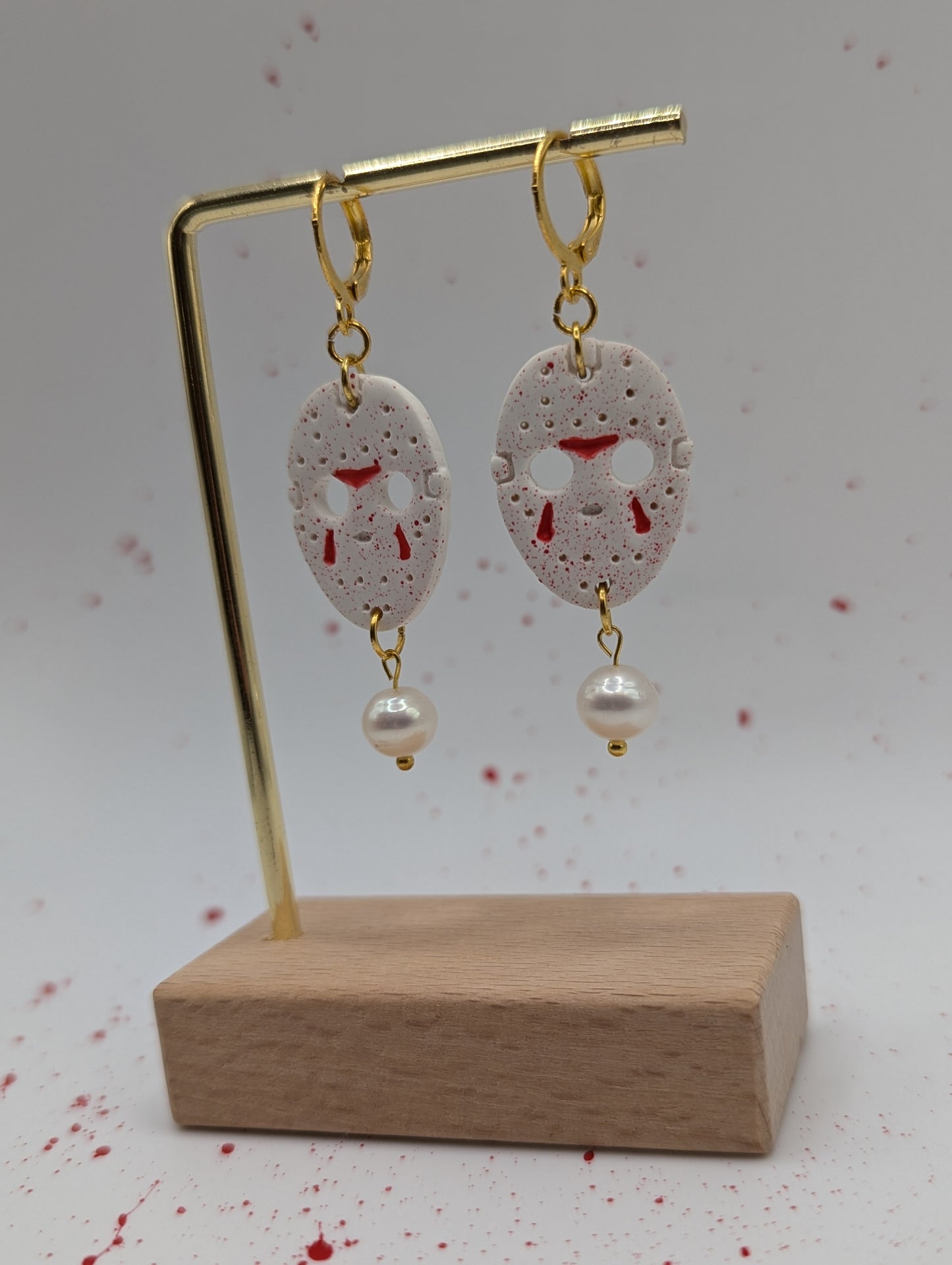 Jason (Vendredi 13) - Boucles d'oreilles pendantes en argile polymère acier inoxydable hypoallergène