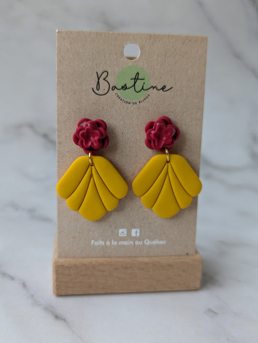 Belle - Boucles d'oreilles pendantes en argile polymère acier inoxydable hypoallergène