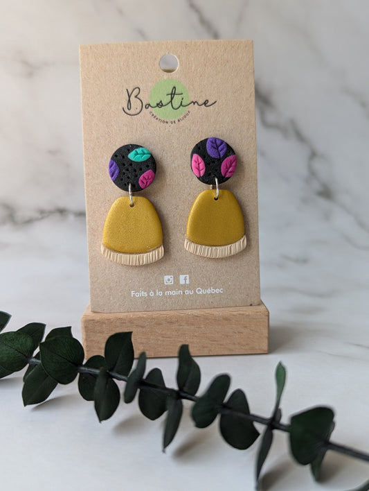 Poca hontas - Boucles d'oreilles pendantes en argile polymère acier inoxydable hypoallergène