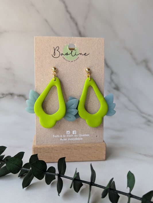 Fée Cloche - Boucles d'oreilles pendantes argile polymère et acier inoxydable hypoallergène