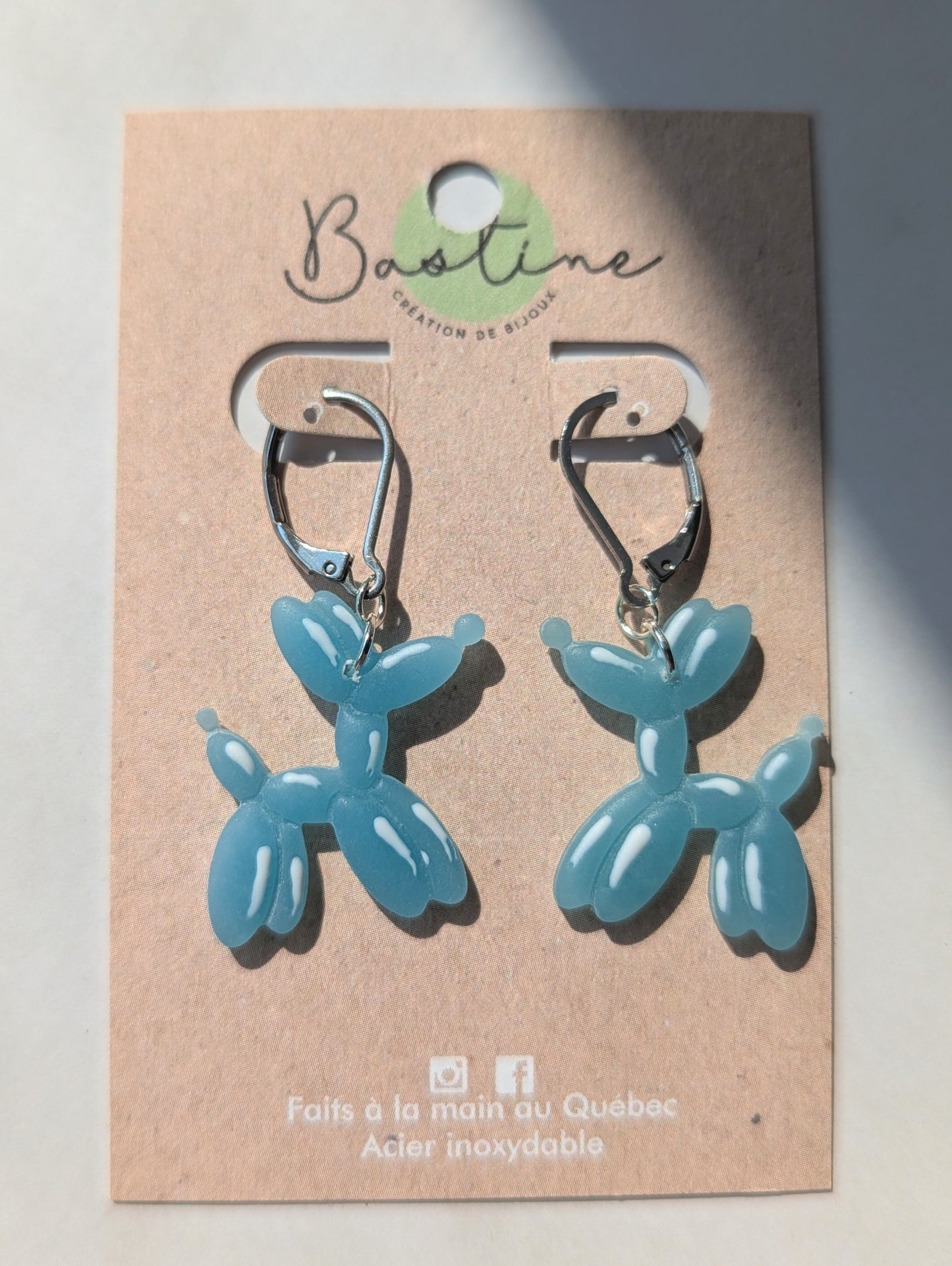 Chiens ballons - Boucles d'oreilles pendantes en argile polymère acier inoxydable hypoallergène