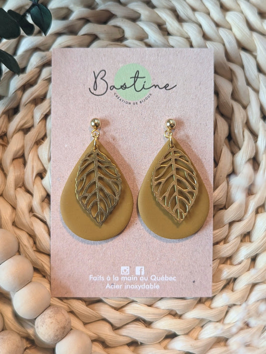 Liana (Plusieurs couleurs) - Boucles d'oreilles pendantes en argile polymère acier inoxydable hypoallergène