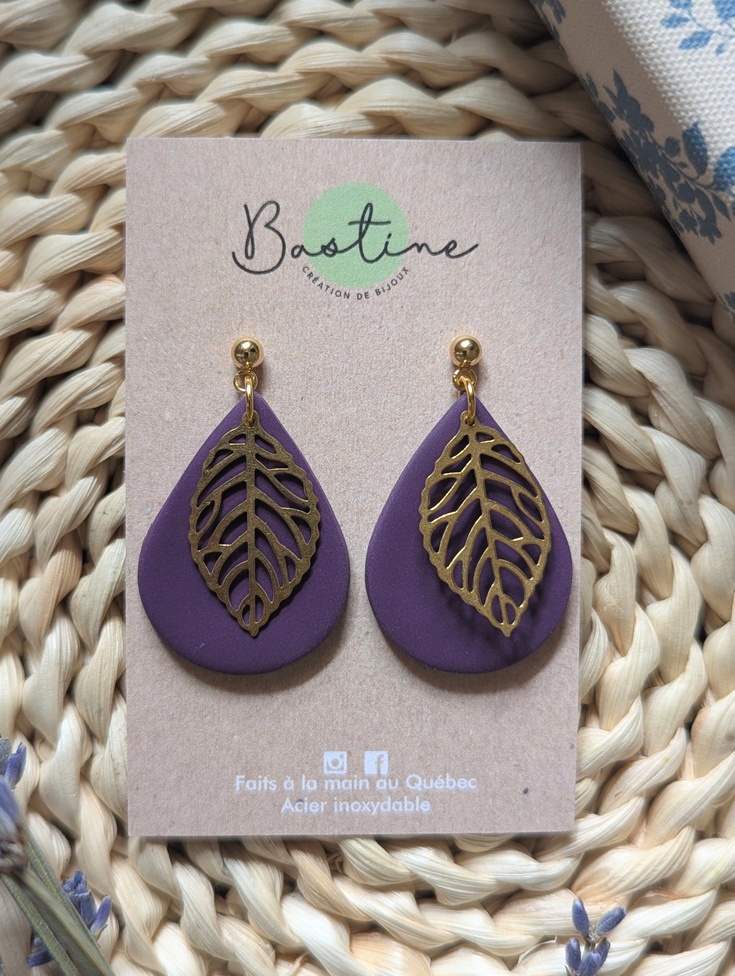 Liana (Plusieurs couleurs) - Boucles d'oreilles pendantes en argile polymère acier inoxydable hypoallergène