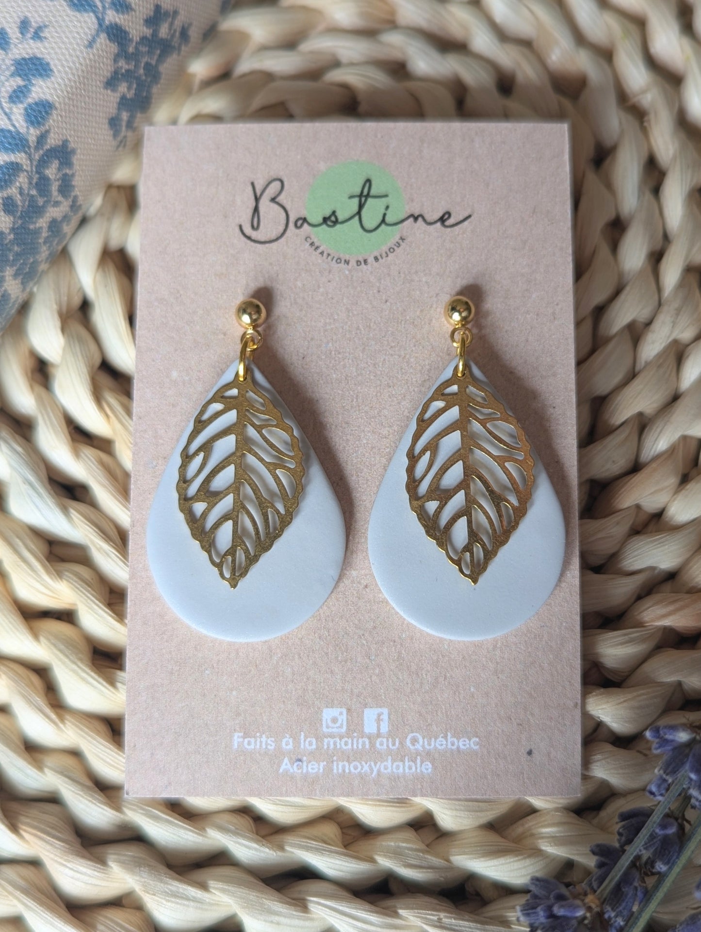 Liana (Plusieurs couleurs) - Boucles d'oreilles pendantes en argile polymère acier inoxydable hypoallergène