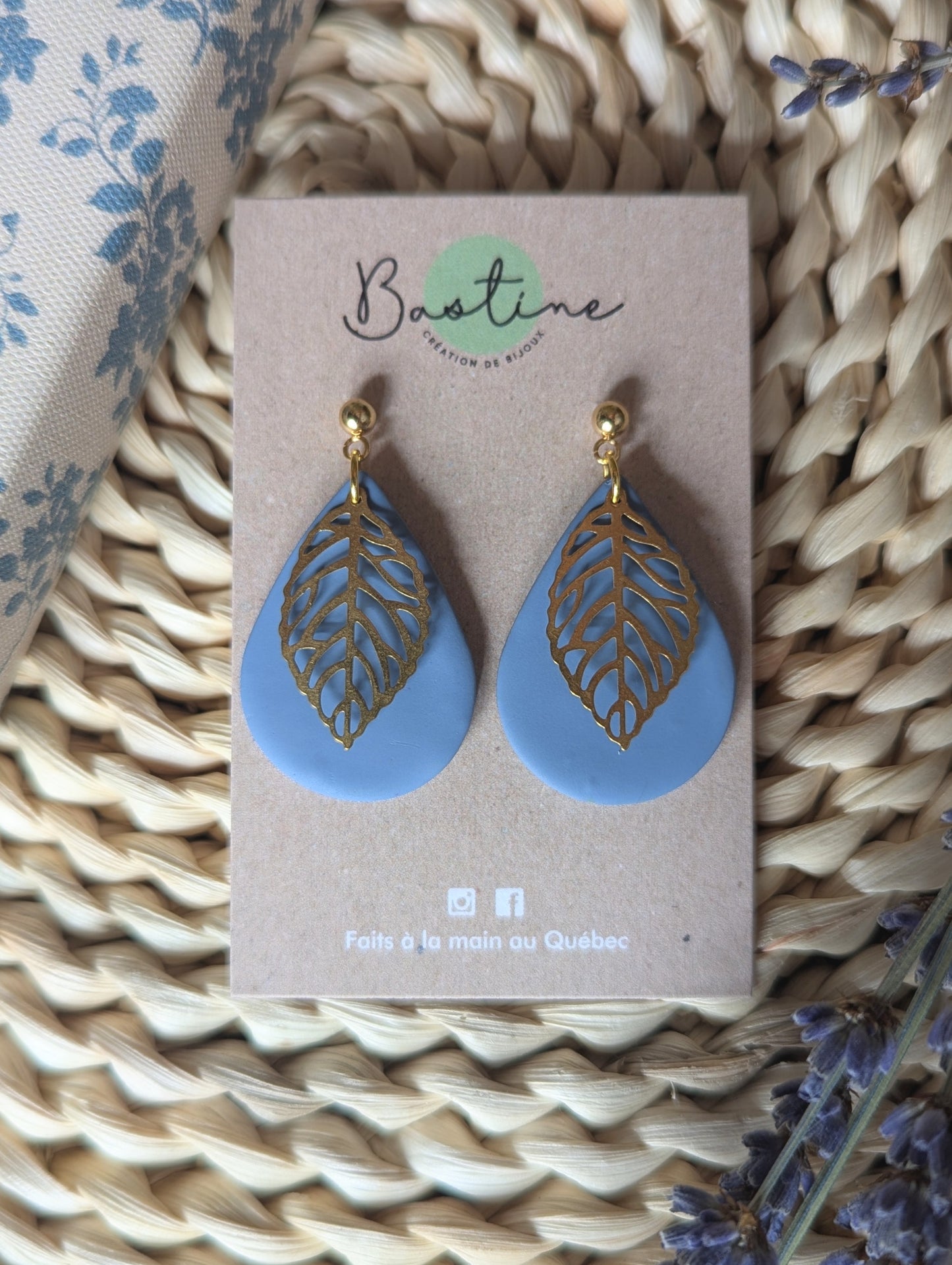 Liana (Plusieurs couleurs) - Boucles d'oreilles pendantes en argile polymère acier inoxydable hypoallergène