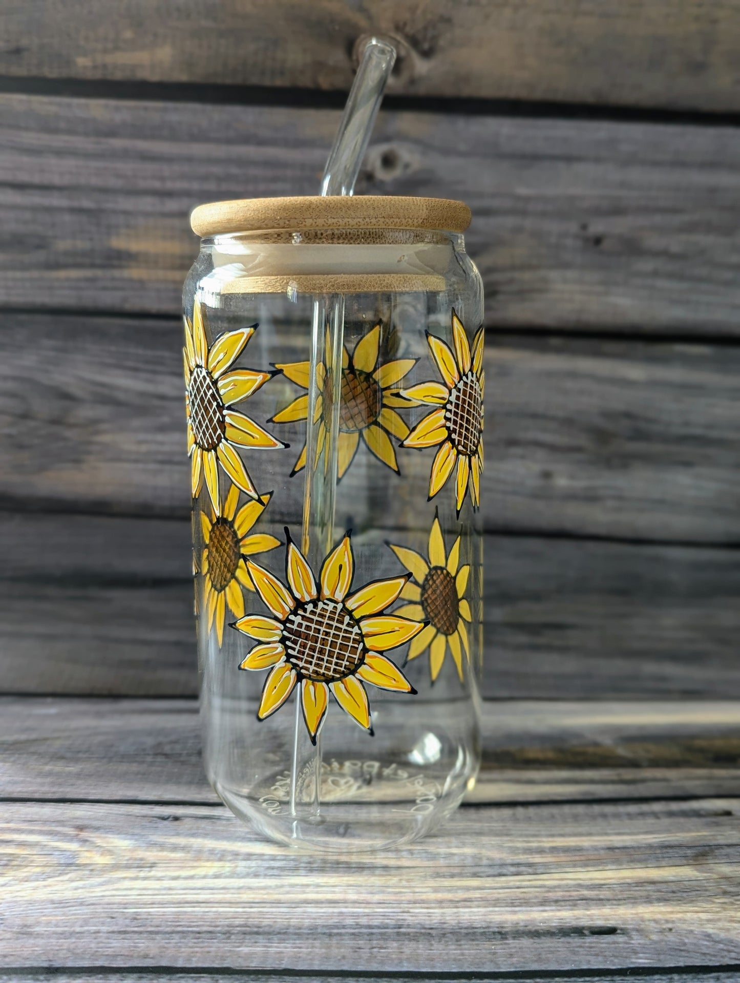 Sunflowers - Pastel & Glitter Can Glass