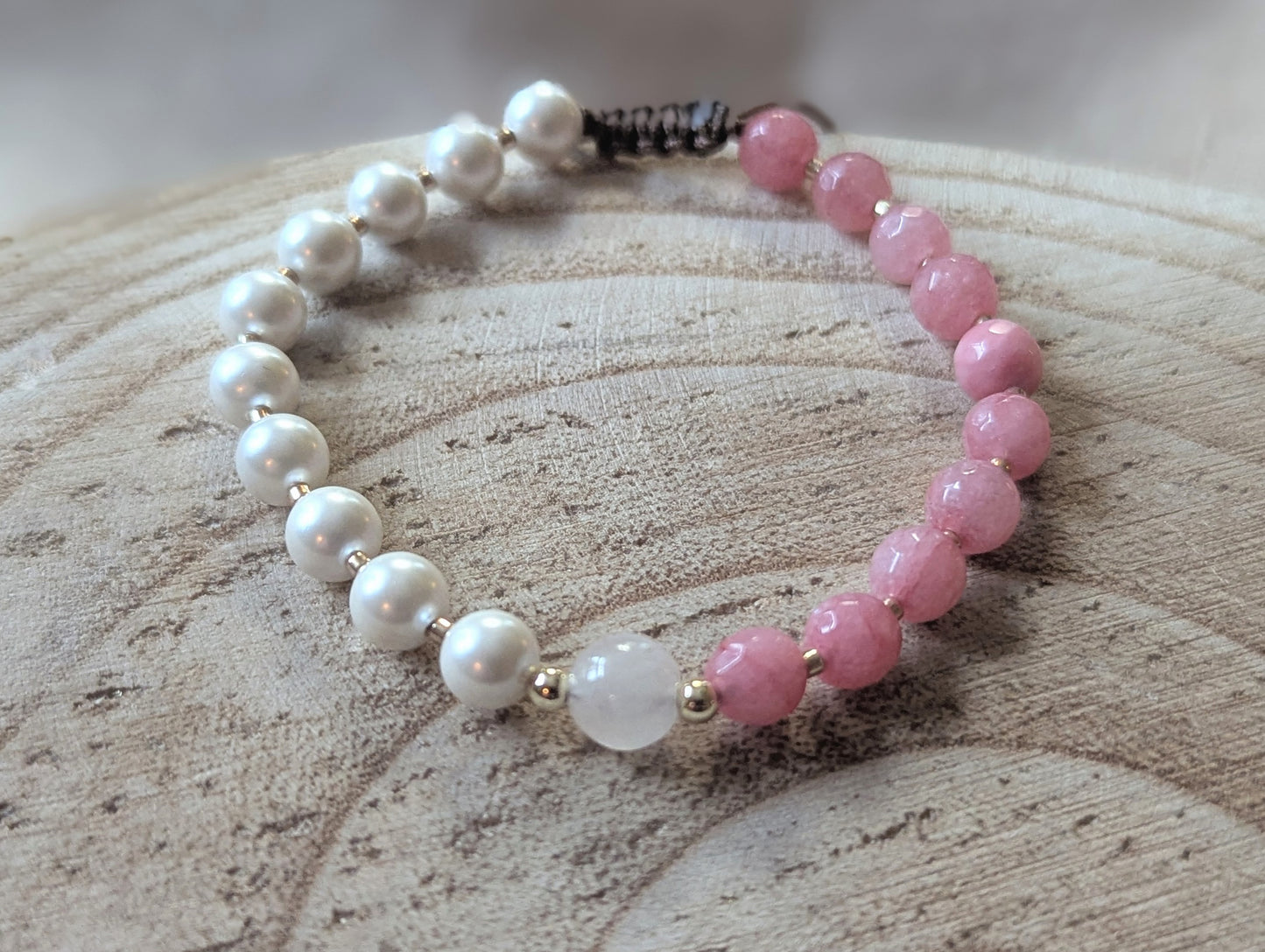 Bracelet - Rose quartz, shell pearl and chalcedony