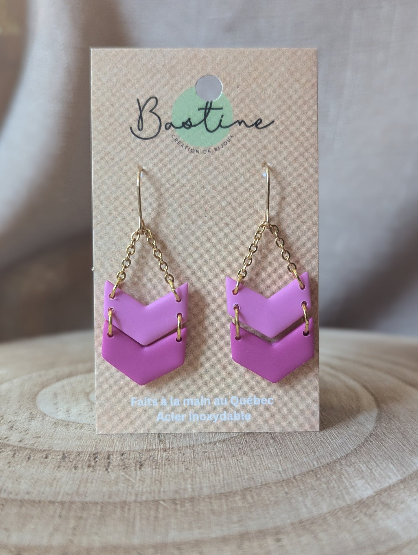 Géraldine (Couleurs variées) - Boucles d'oreilles pendantes argile polymère et acier inoxydable hypoallergène