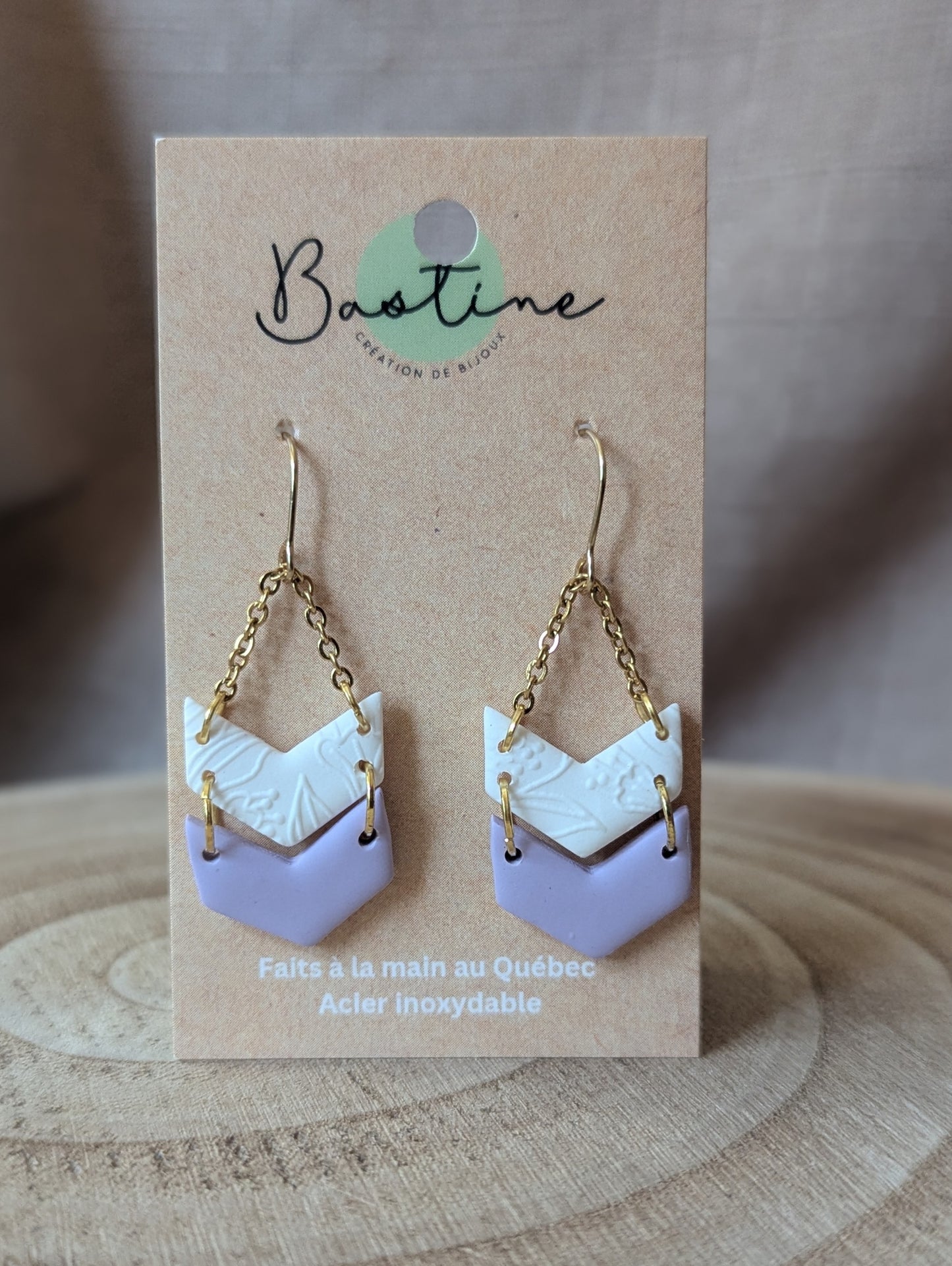 Géraldine (Couleurs variées) - Boucles d'oreilles pendantes argile polymère et acier inoxydable hypoallergène