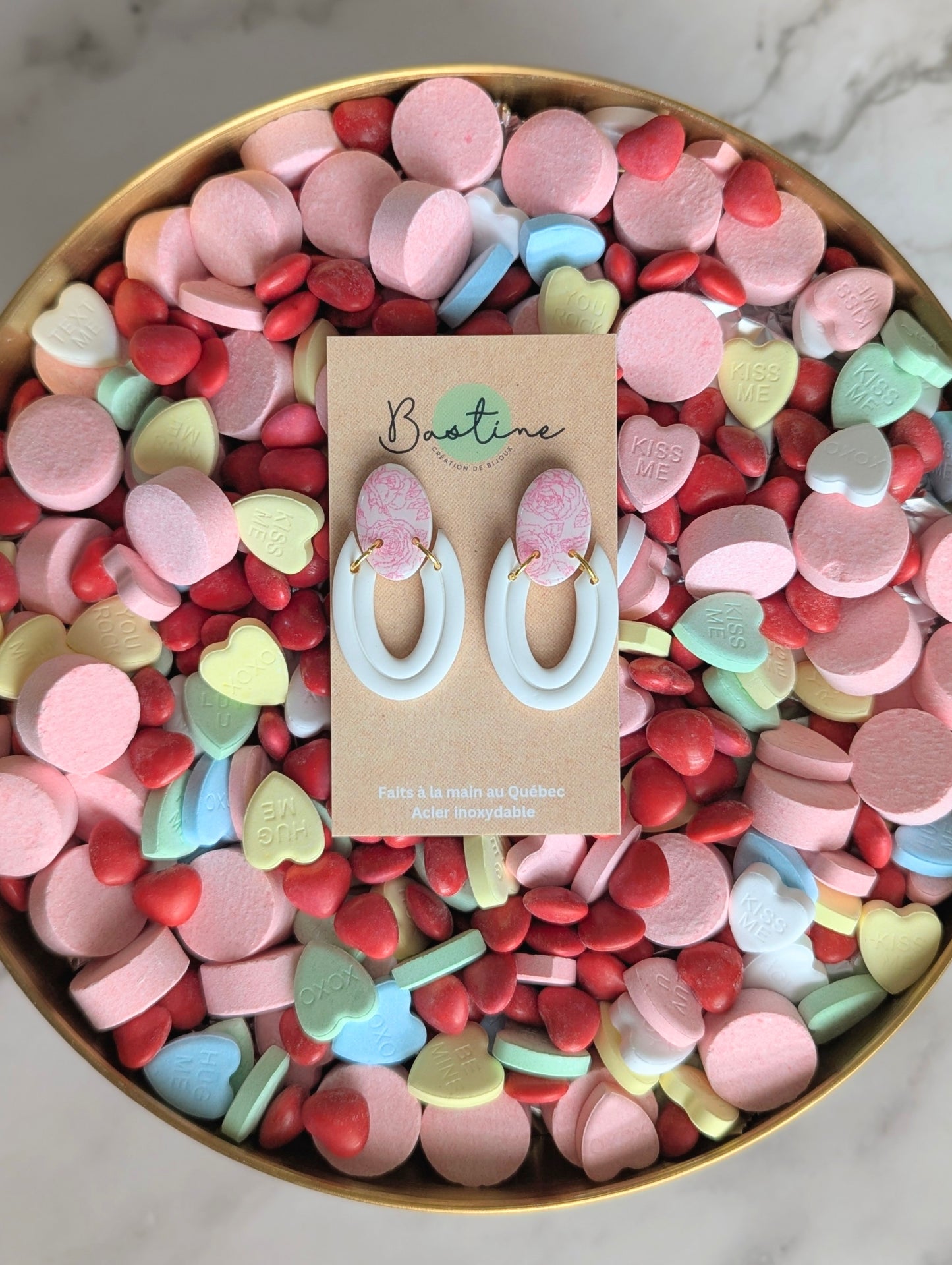 Pendantes romantiques - Boucles d'oreilles pendantes en argile polymère acier inoxydable hypoallergène