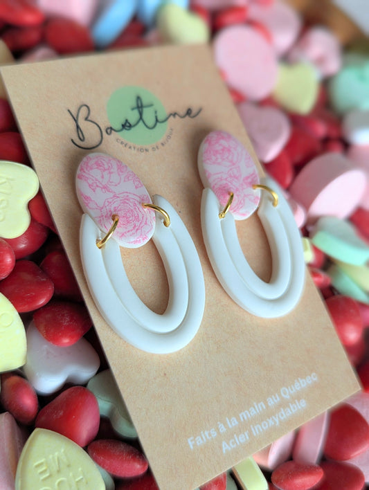 Pendantes romantiques - Boucles d'oreilles pendantes en argile polymère acier inoxydable hypoallergène