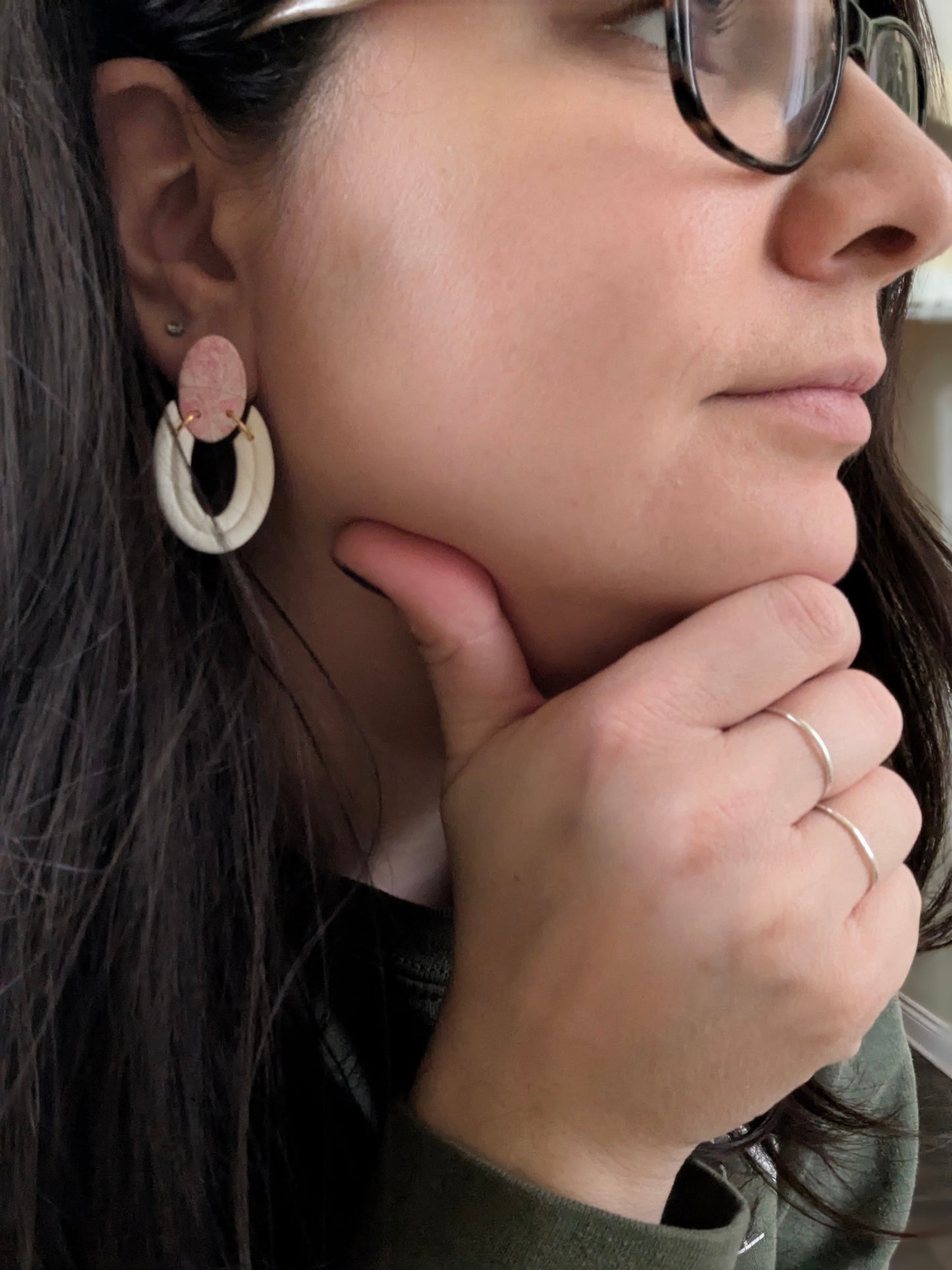 Pendantes romantiques - Boucles d'oreilles pendantes en argile polymère acier inoxydable hypoallergène