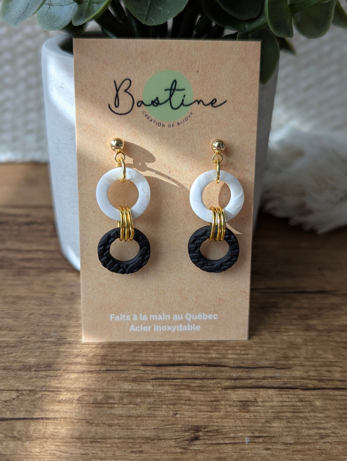 Défi créatif - Boucles d'oreilles pendantes en argile polymère acier inoxydable hypoallergène