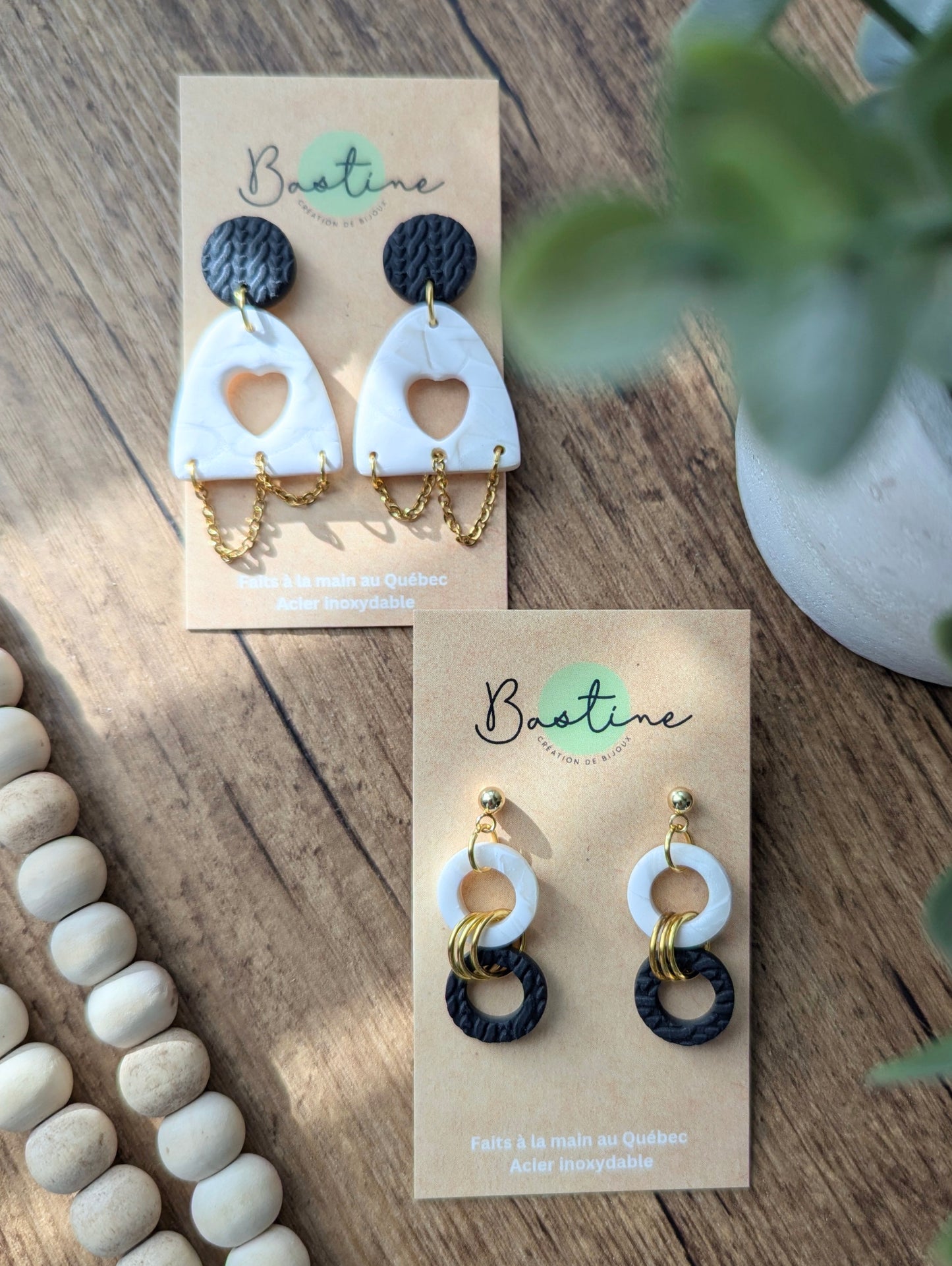 Défi créatif - Boucles d'oreilles pendantes en argile polymère acier inoxydable hypoallergène