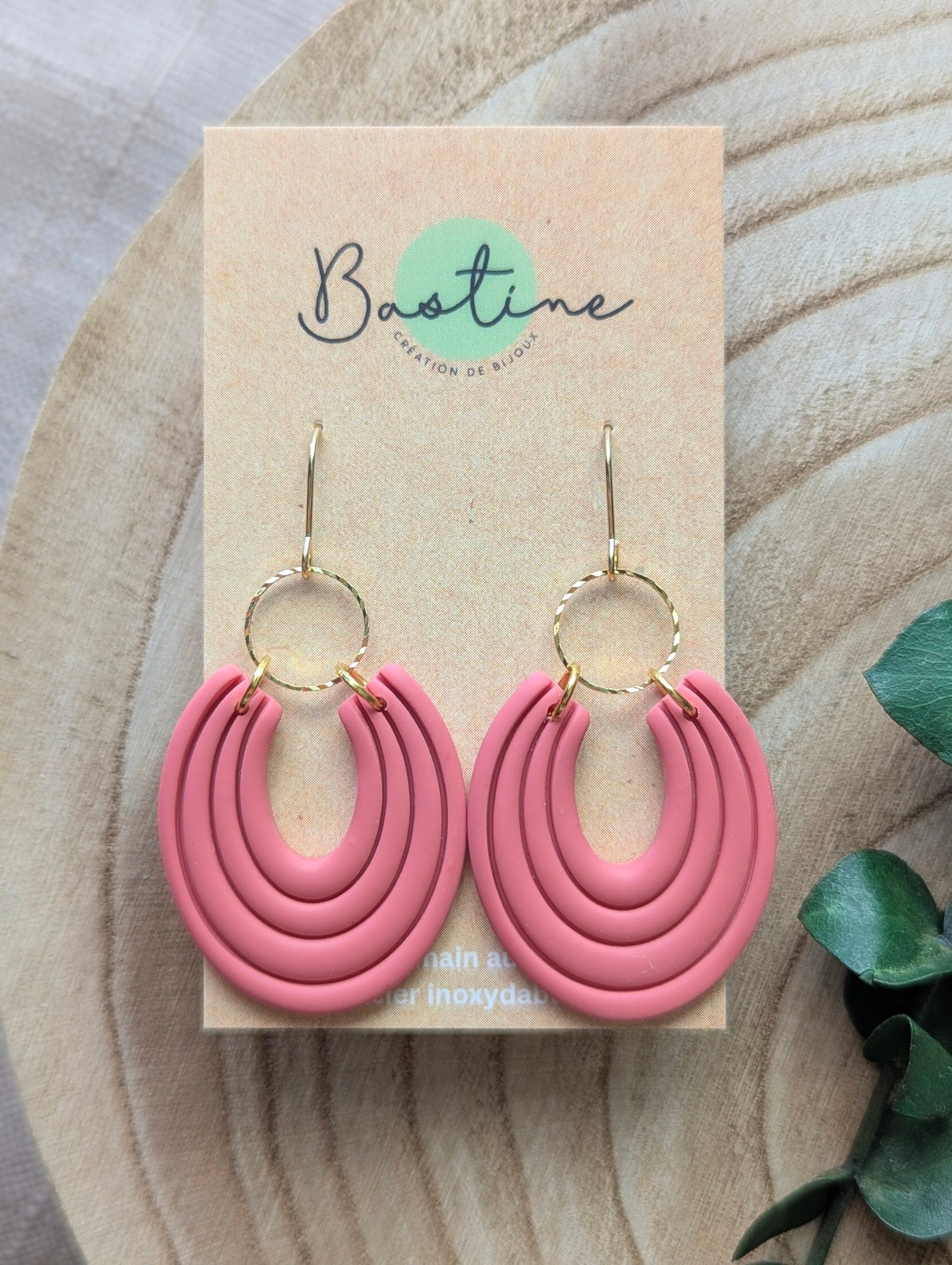 Joséphine - Polymer clay and stainless steel dangling earrings