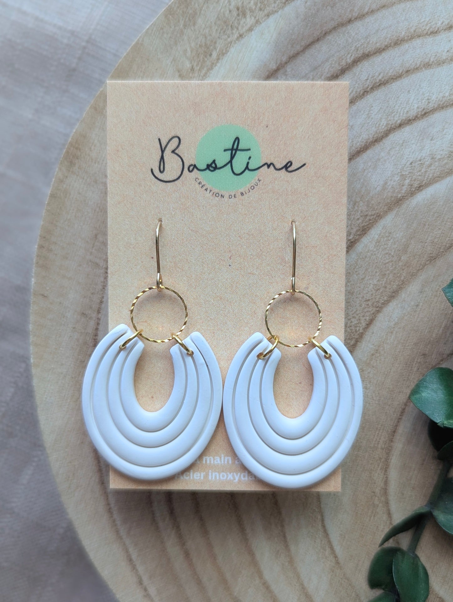 Joséphine - Polymer clay and stainless steel dangling earrings