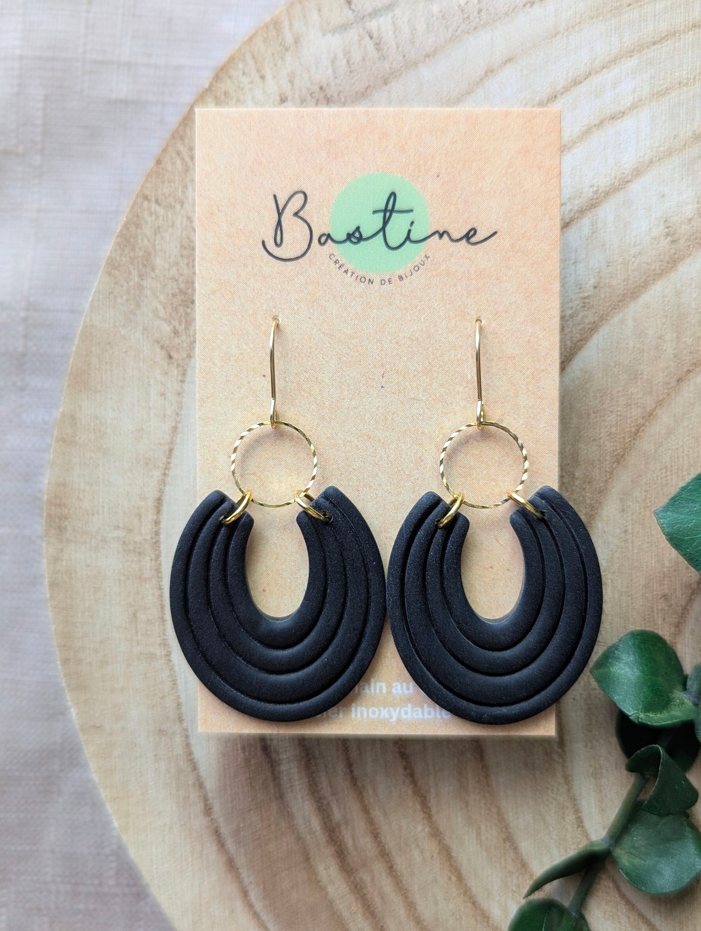 Joséphine - Polymer clay and stainless steel dangling earrings