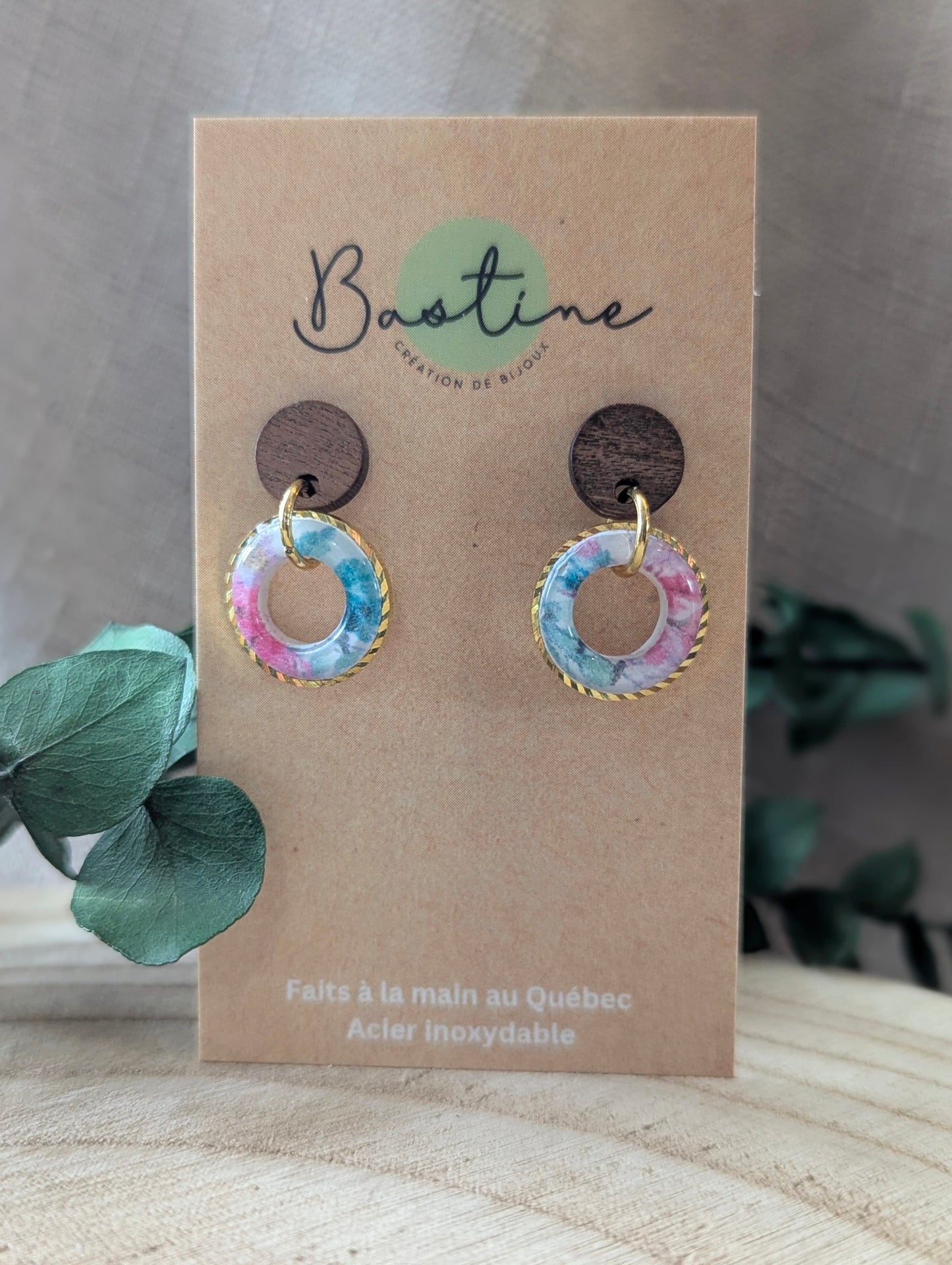 Léa - Boucles d'oreilles pendantes argile polymère et acier inoxydable