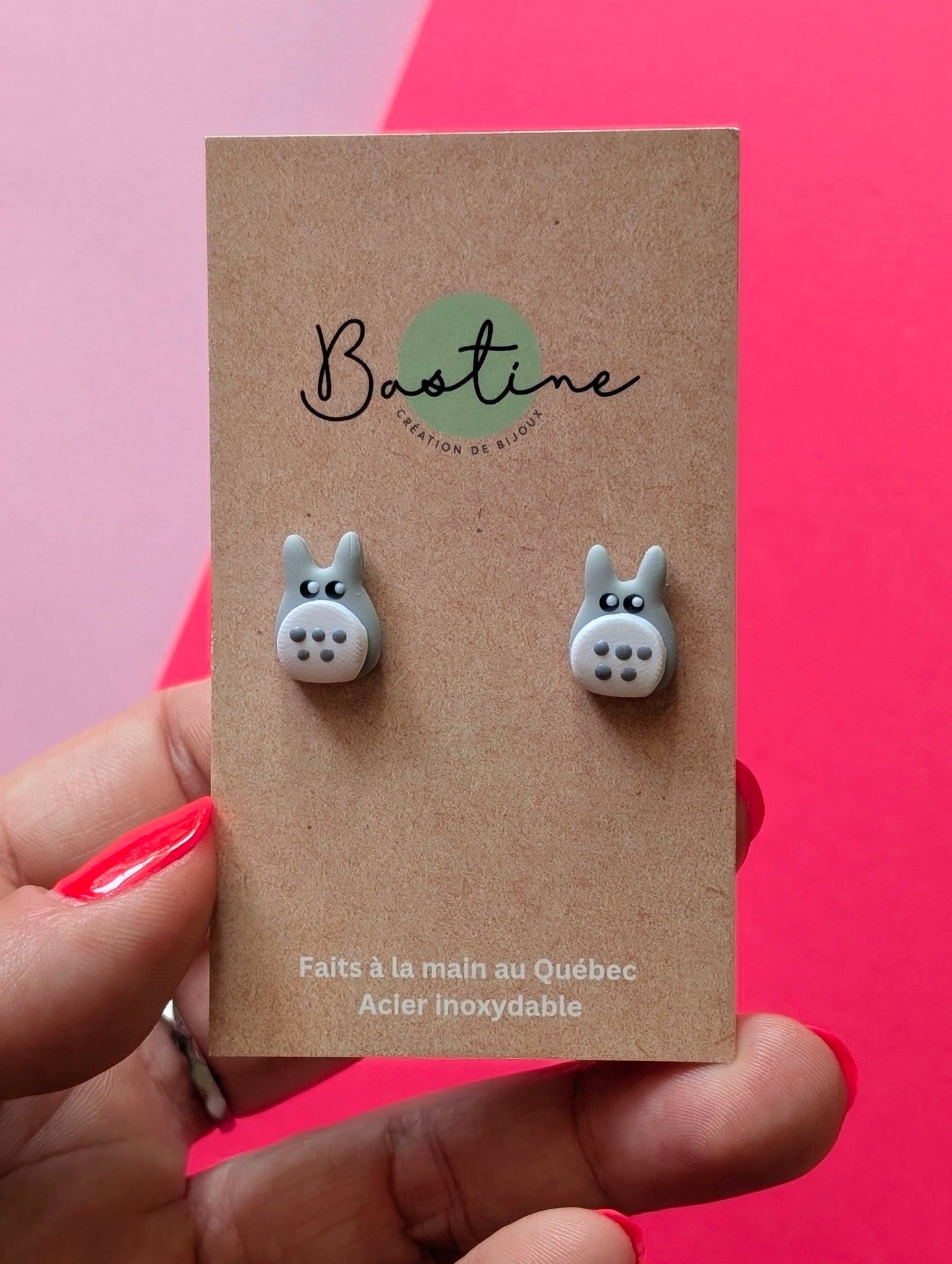 Totoro - Polymer clay and hypoallergenic stainless steel stud earrings