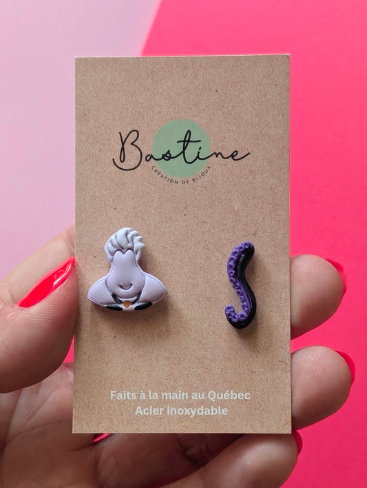 Ursula - Boucles d'oreilles studs en argile polymère acier inoxydable hypoallergène