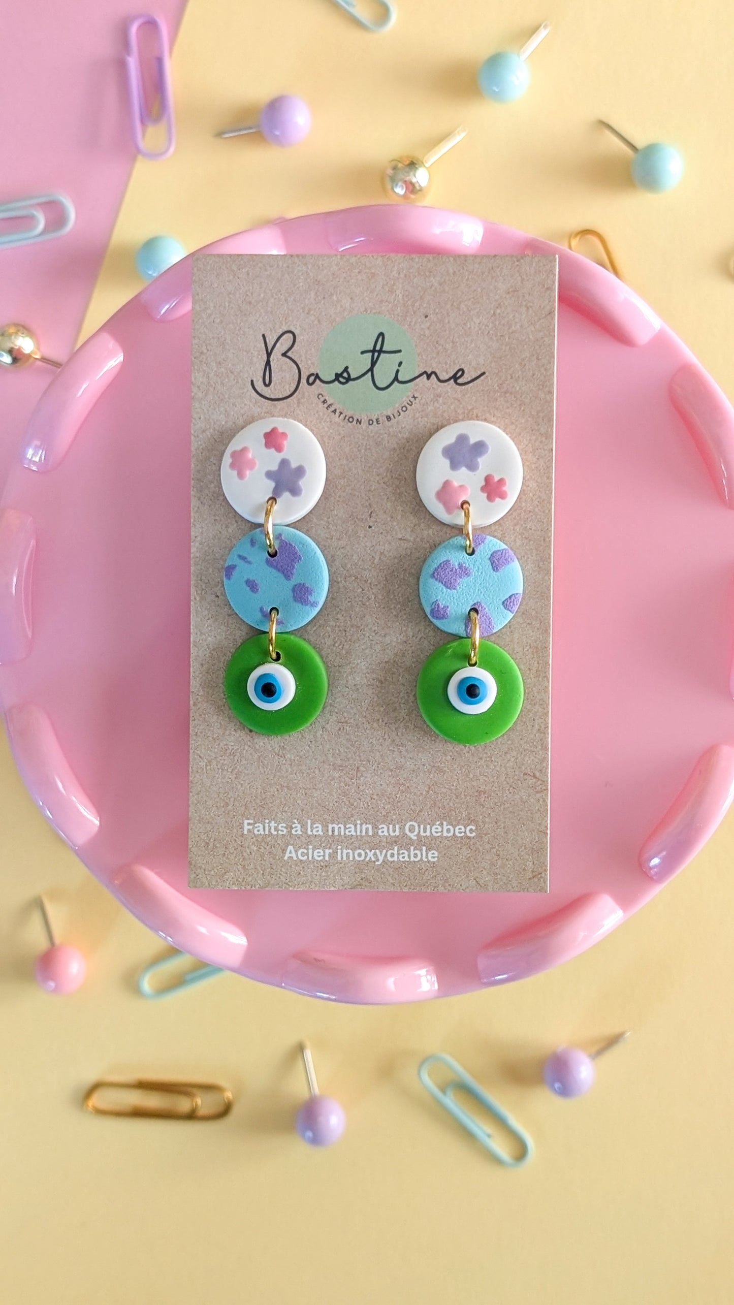 Monster Inc. - Hypoallergenic stainless steel polymer clay stud earrings