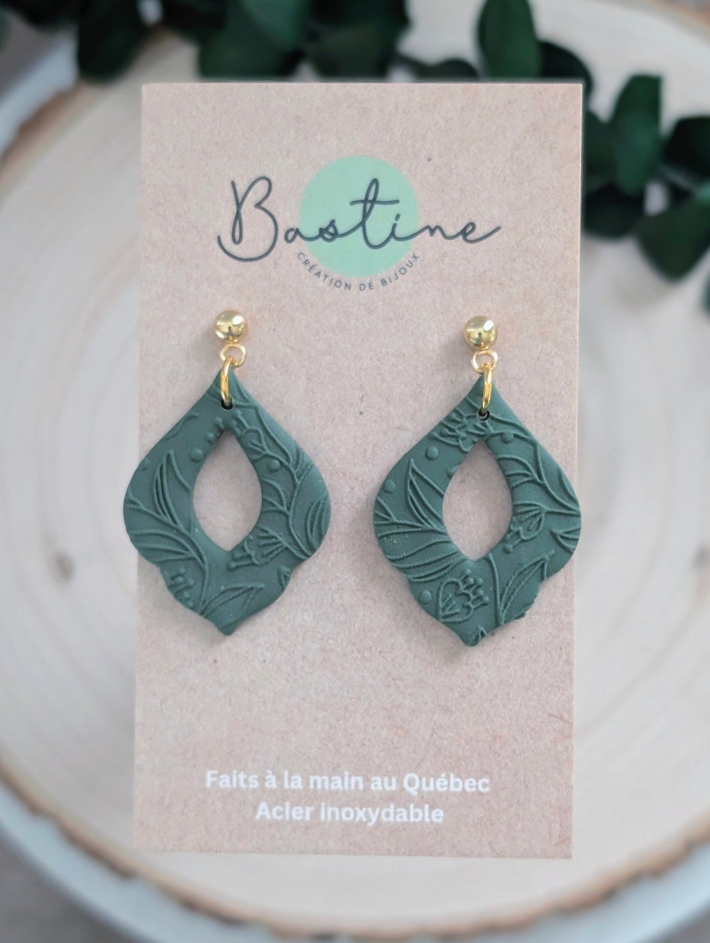 Mia sauge - Boucles d'oreilles studsargile polymère et acier inoxydable hypoallergène